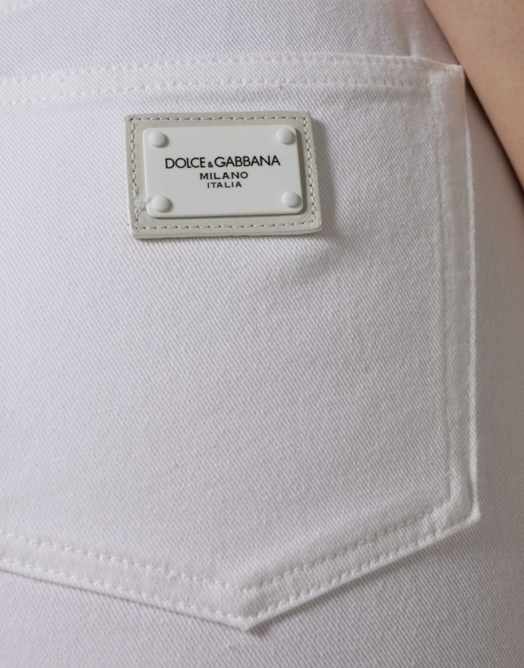 Dolce & Gabbana White AUDREY Cotton Logo Skinny Denim Jeans | Regal Royce