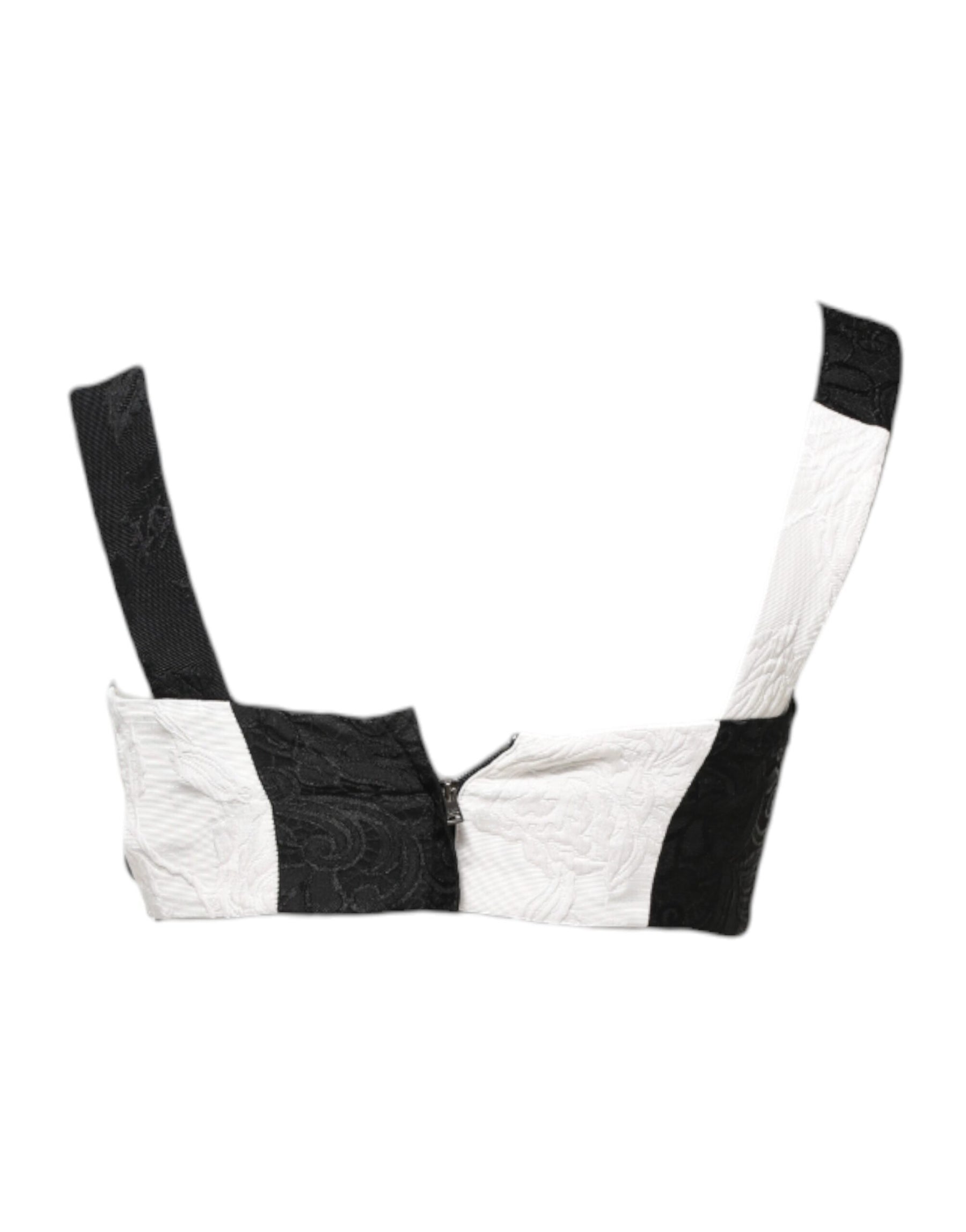 Dolce & Gabbana Black White Cropped Bustier Corset Bra Top | Regal Royce