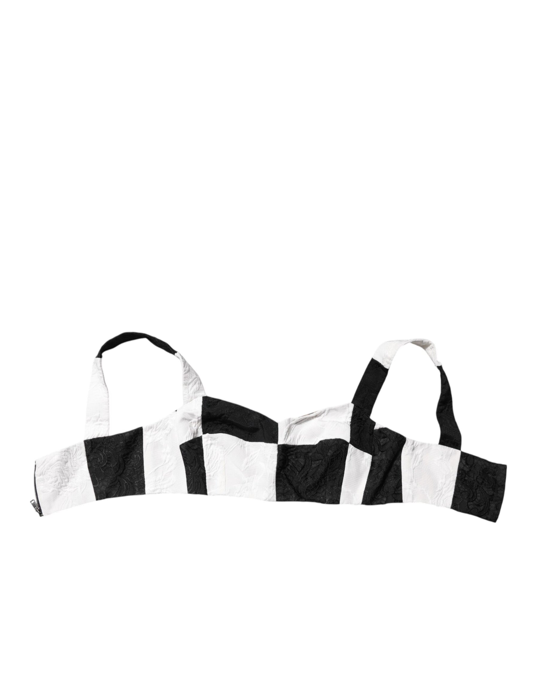 Dolce & Gabbana Black White Cropped Bustier Corset Bra Top | Regal Royce