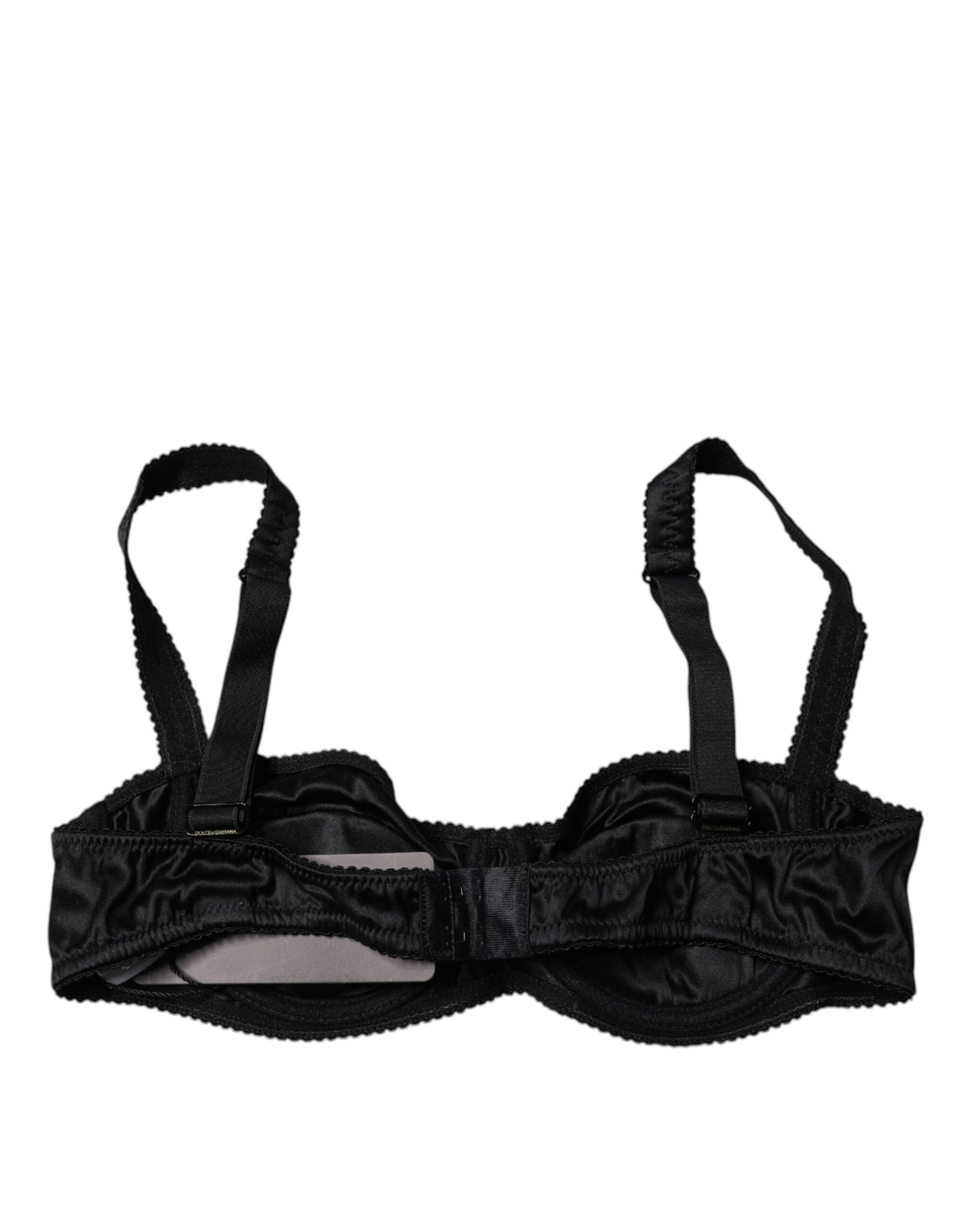 Dolce & Gabbana Black Silk Semi-Pad Balconette Bra Underwear