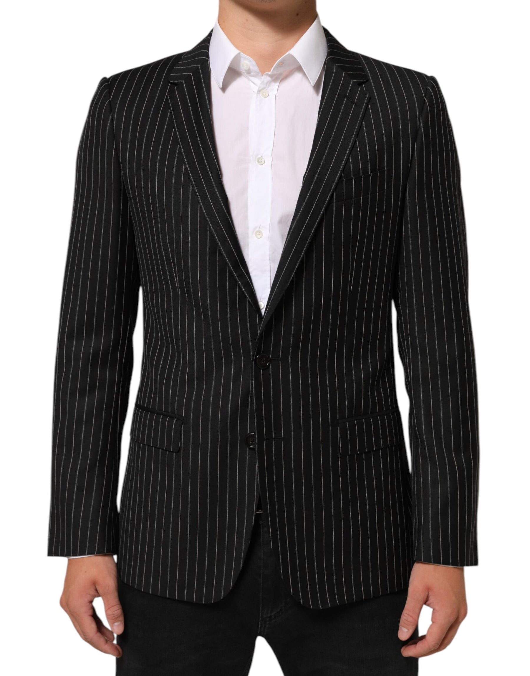 Dolce & Gabbana Black Stripes MARTINI 1 Button Suit Blazer | Regal Royce