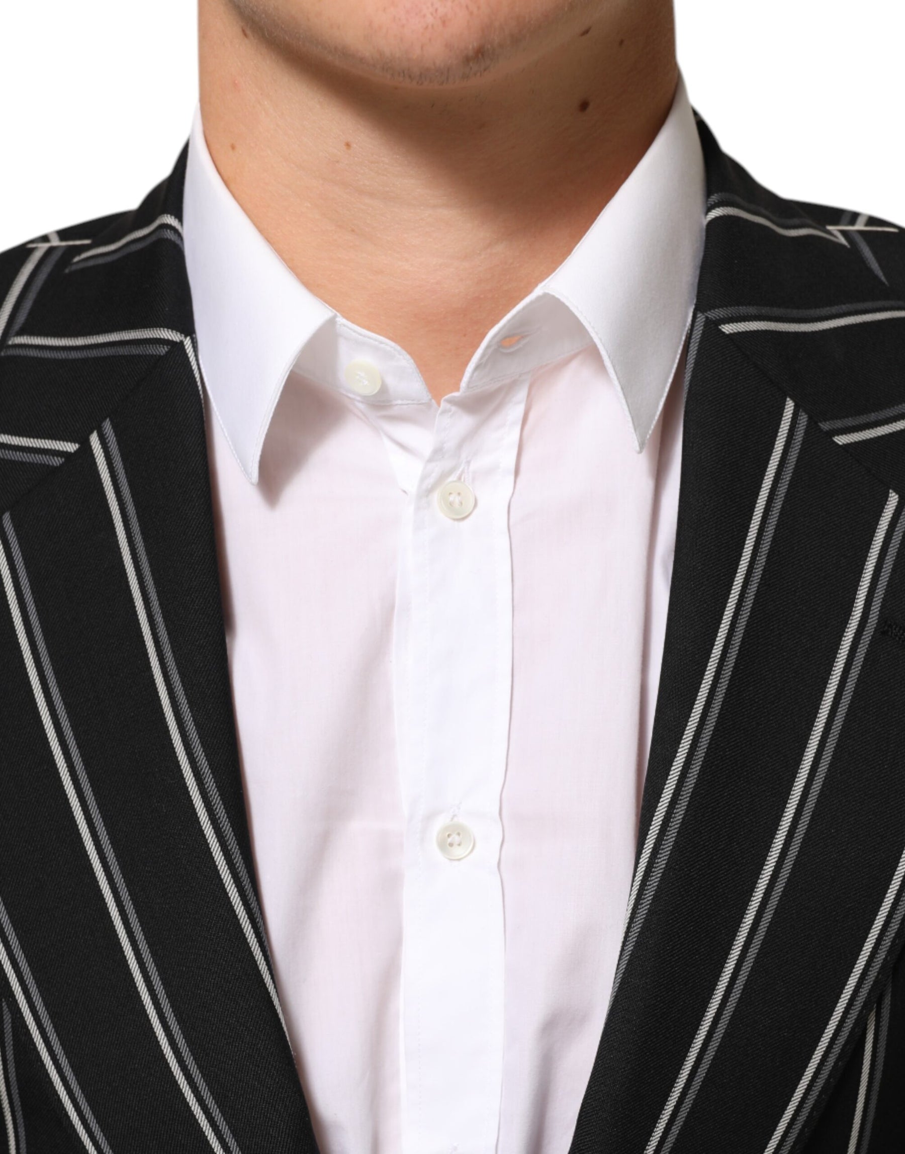 Dolce & Gabbana Black Stripes SICILIA 1 Button Suit Blazer | Regal Royce