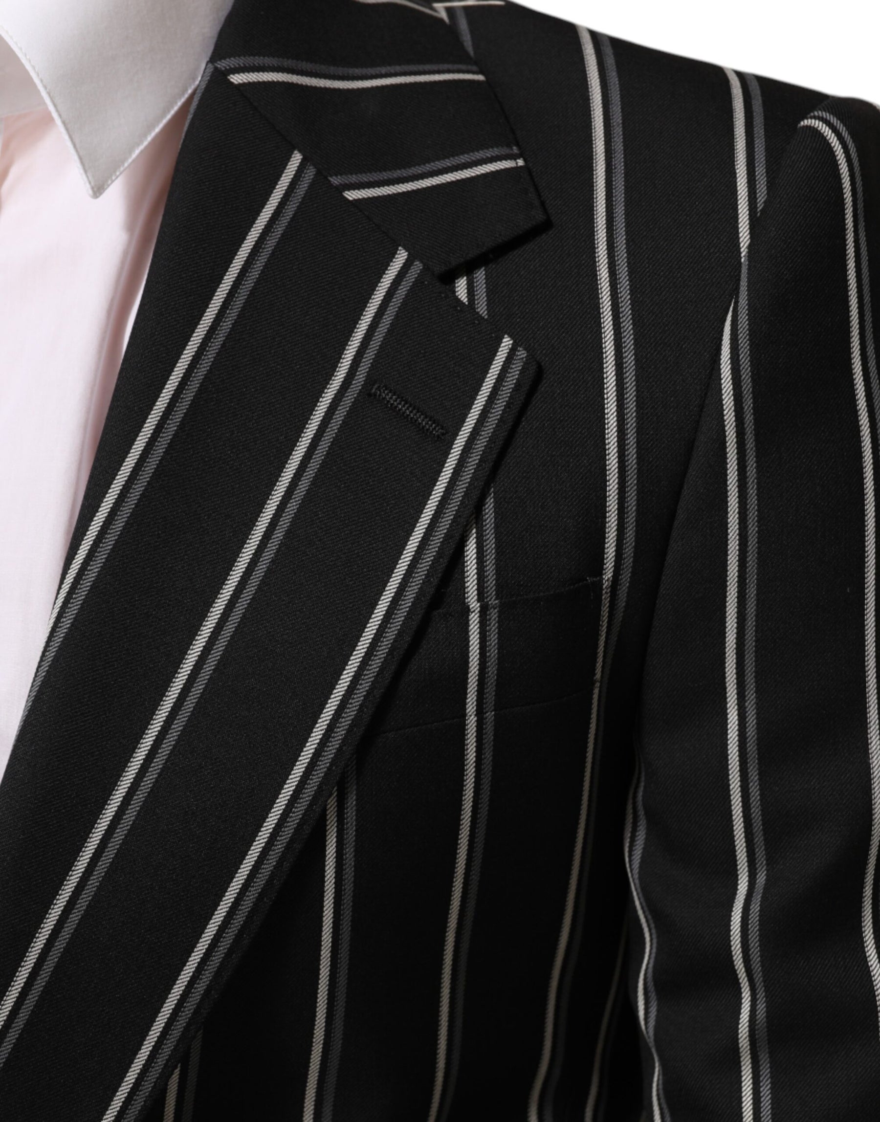 Dolce & Gabbana Black Stripes SICILIA 1 Button Suit Blazer | Regal Royce