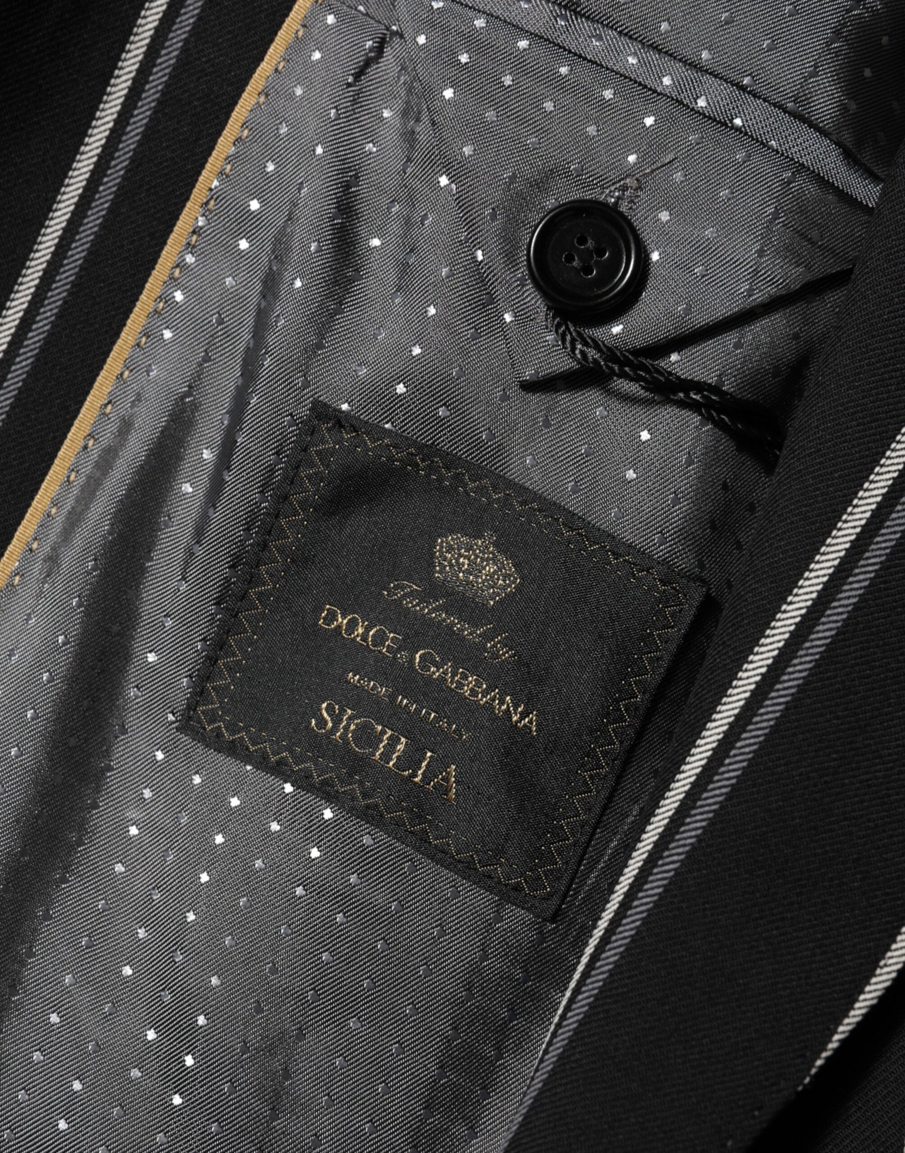 Dolce & Gabbana Black Stripes SICILIA 1 Button Suit Blazer | Regal Royce