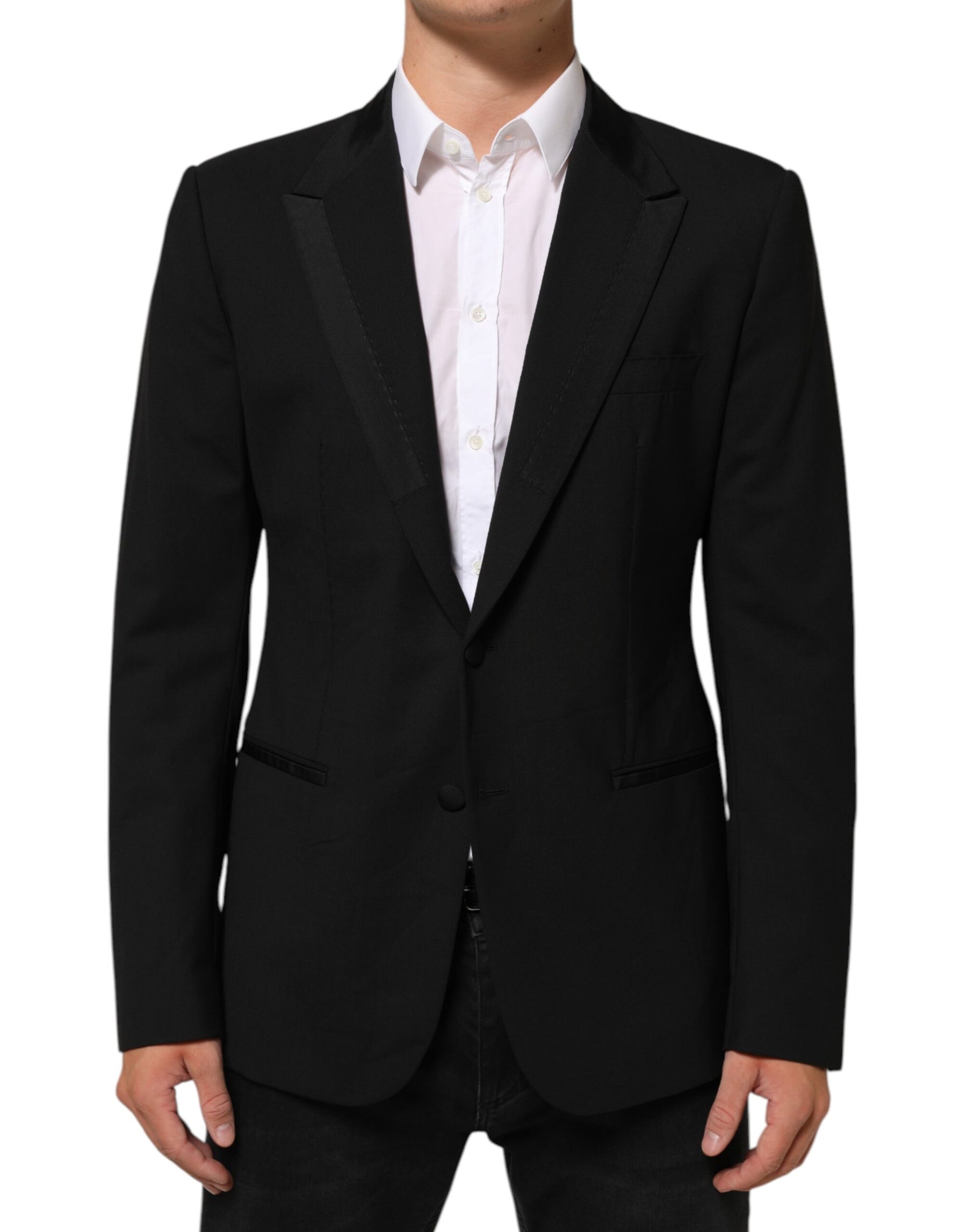 Dolce & Gabbana Black Wool 2 Buttons Suit Men Jacket Blazer | Regal Royce