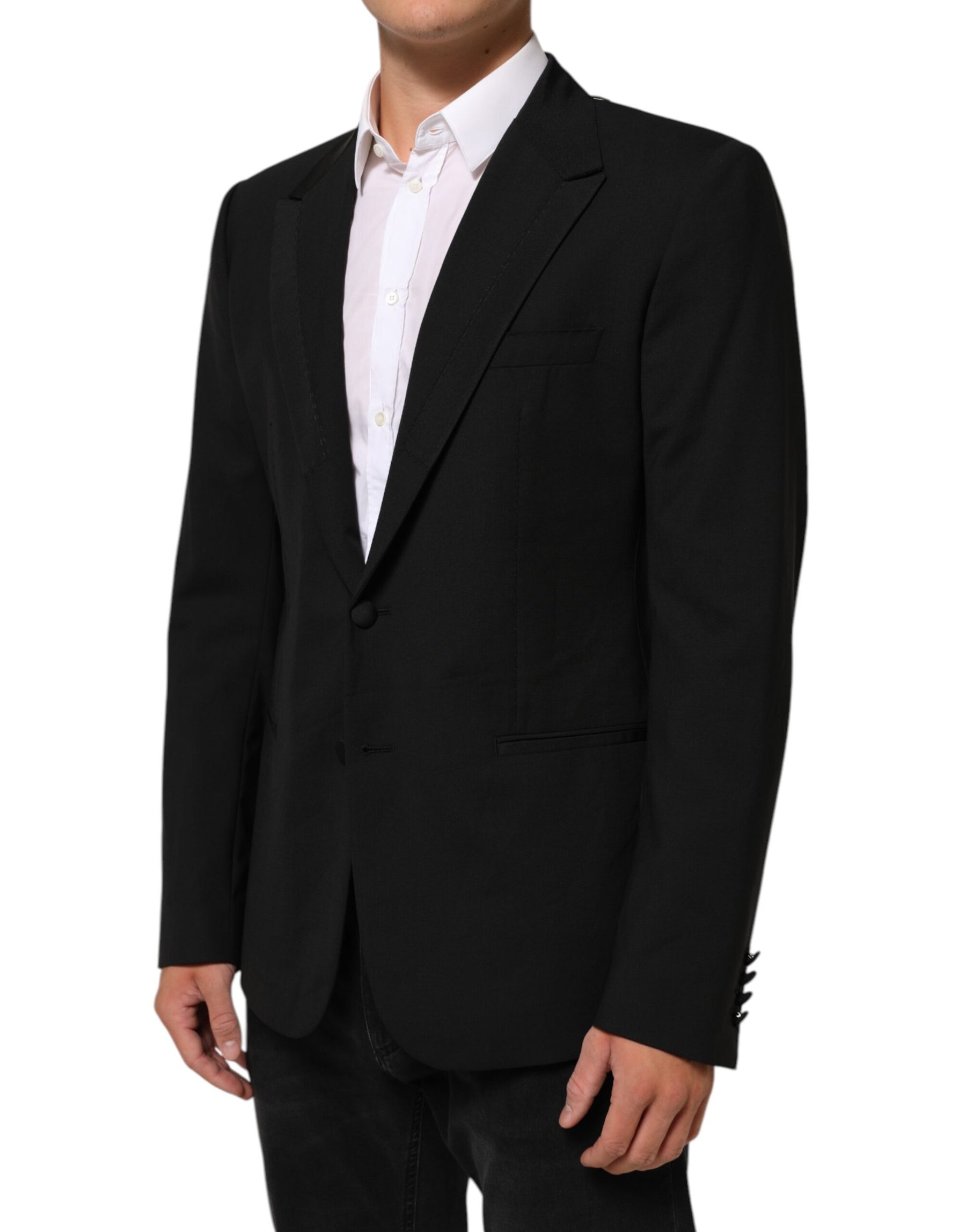Dolce & Gabbana Black Wool 2 Buttons Suit Men Jacket Blazer | Regal Royce
