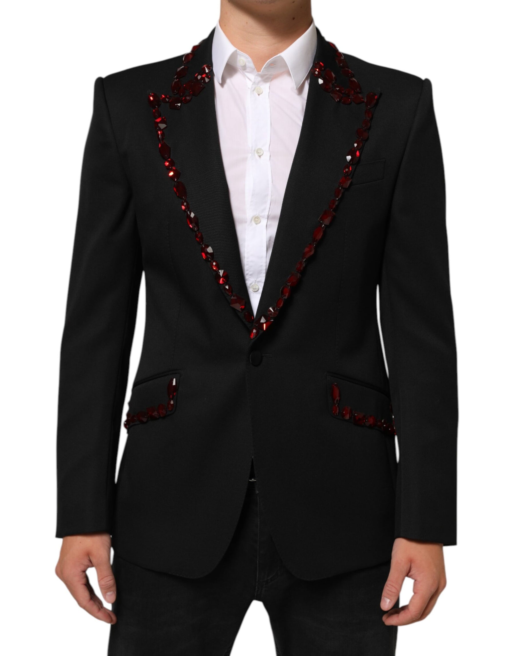 Dolce & Gabbana Black SICILIA Crystal Embellished Men Blazer | Regal Royce