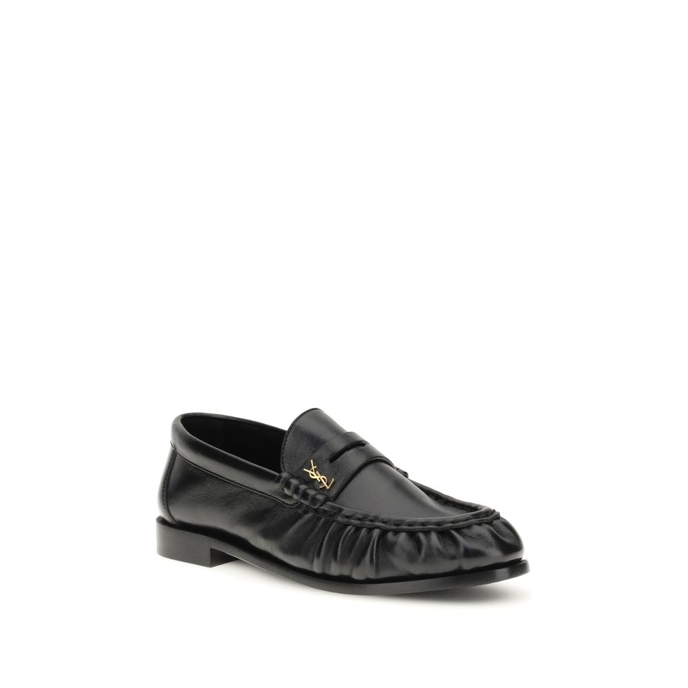 Saint Laurent Black Lamb Ovis Aries Aries Slip-On Loafers