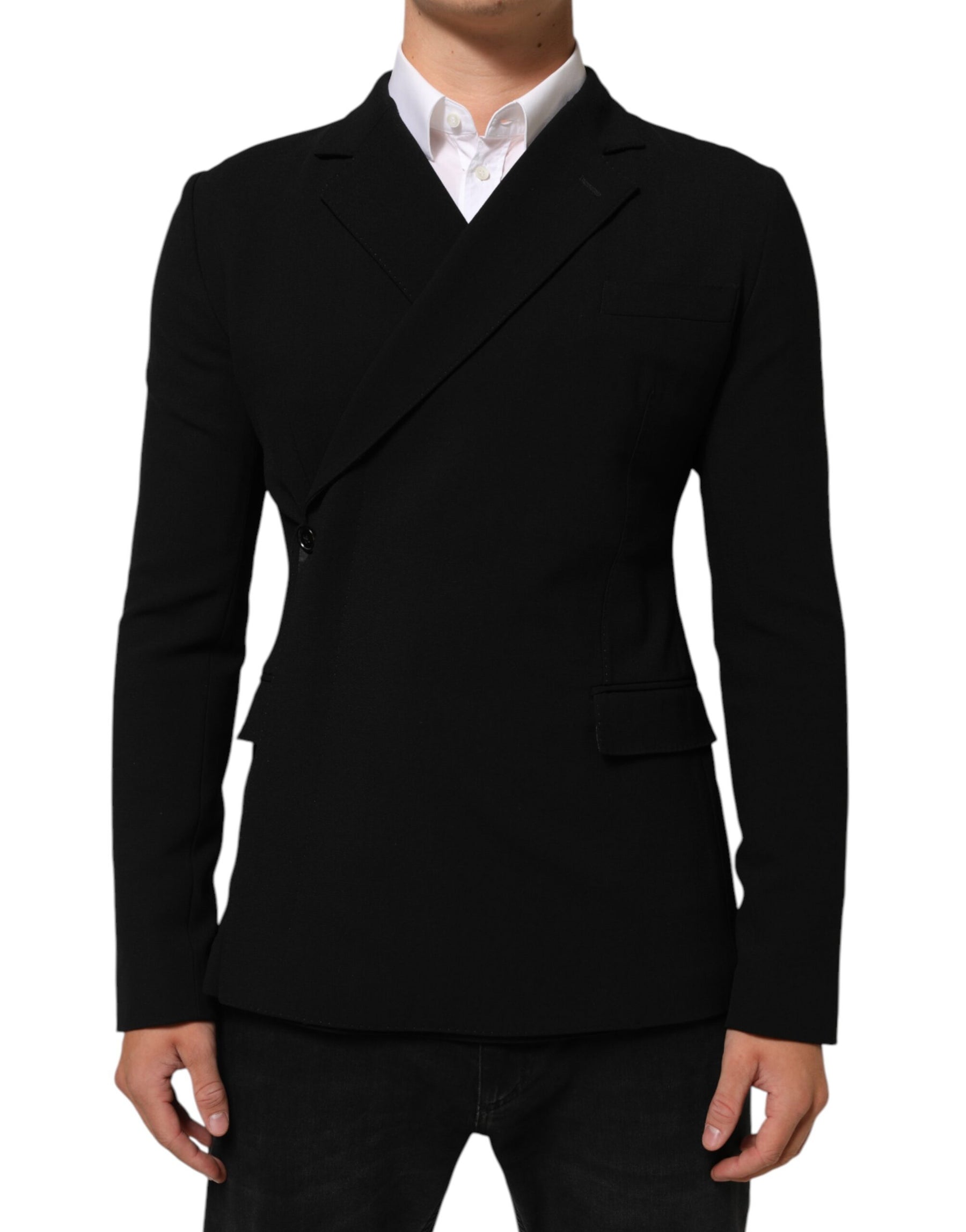 Dolce & Gabbana Black Wool Double Breasted Men Jacket Blazer | Regal Royce