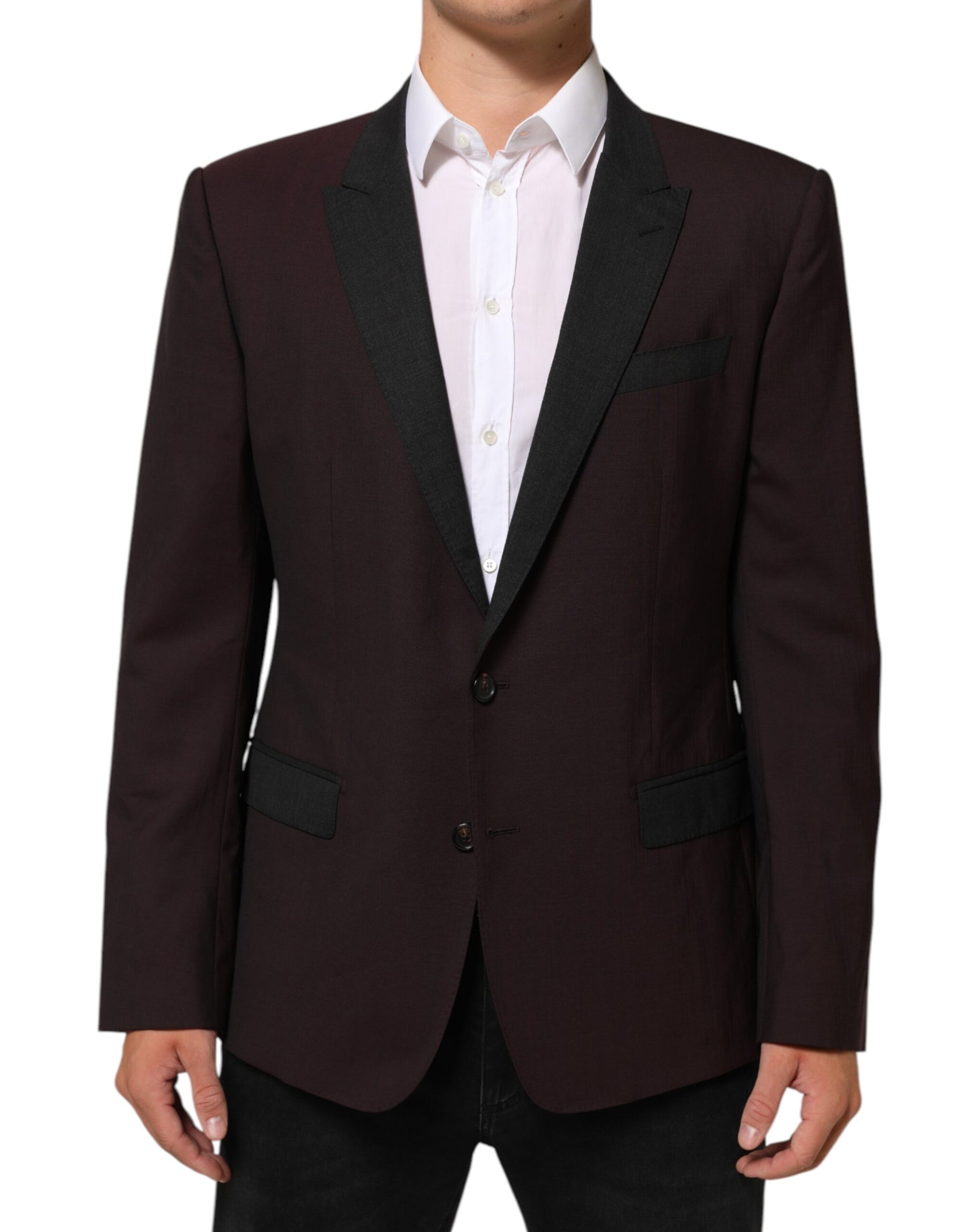 Dolce & Gabbana Maroon Wool 2 Buttons Suit Jacket Blazer | Regal Royce