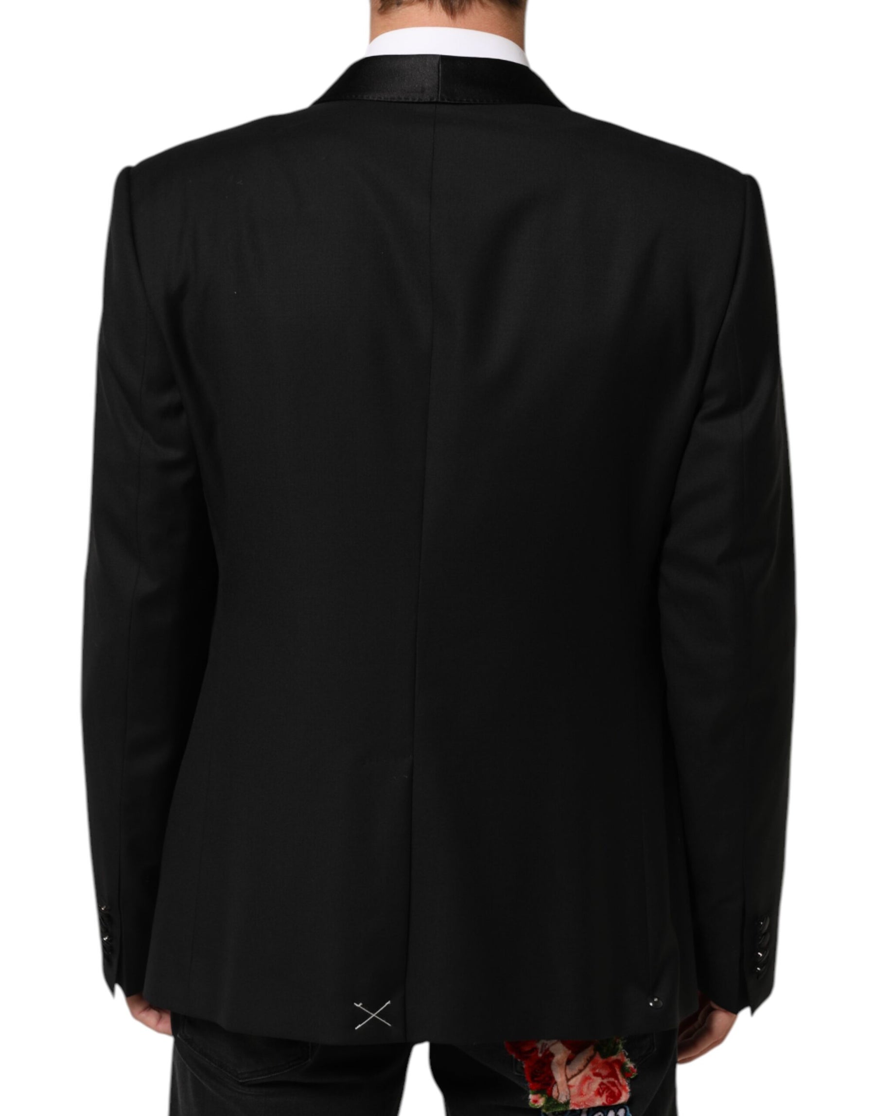 Dolce & Gabbana Black Wool GOLD 1 Button Men Suit Blazer | Regal Royce