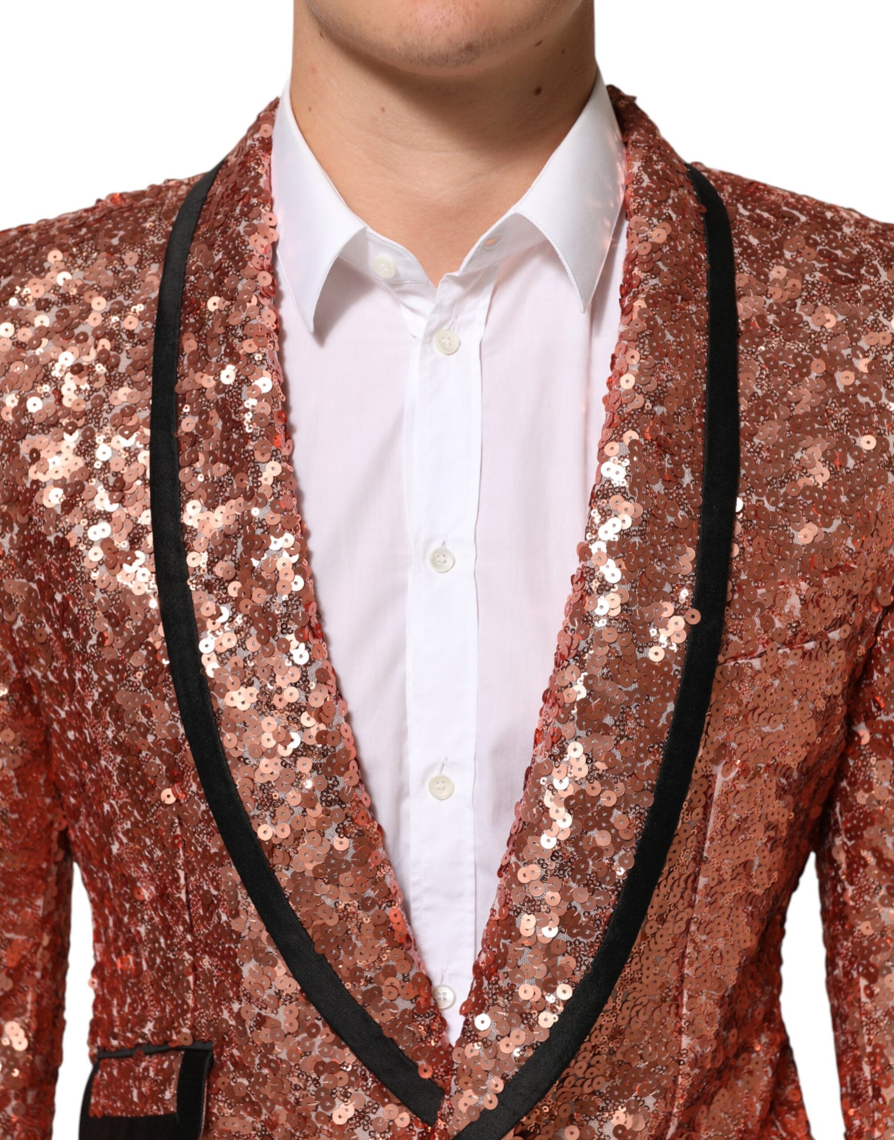 Dolce & Gabbana Pink Sequin SICILIA 1 Button Men Suit Blazer | Regal Royce