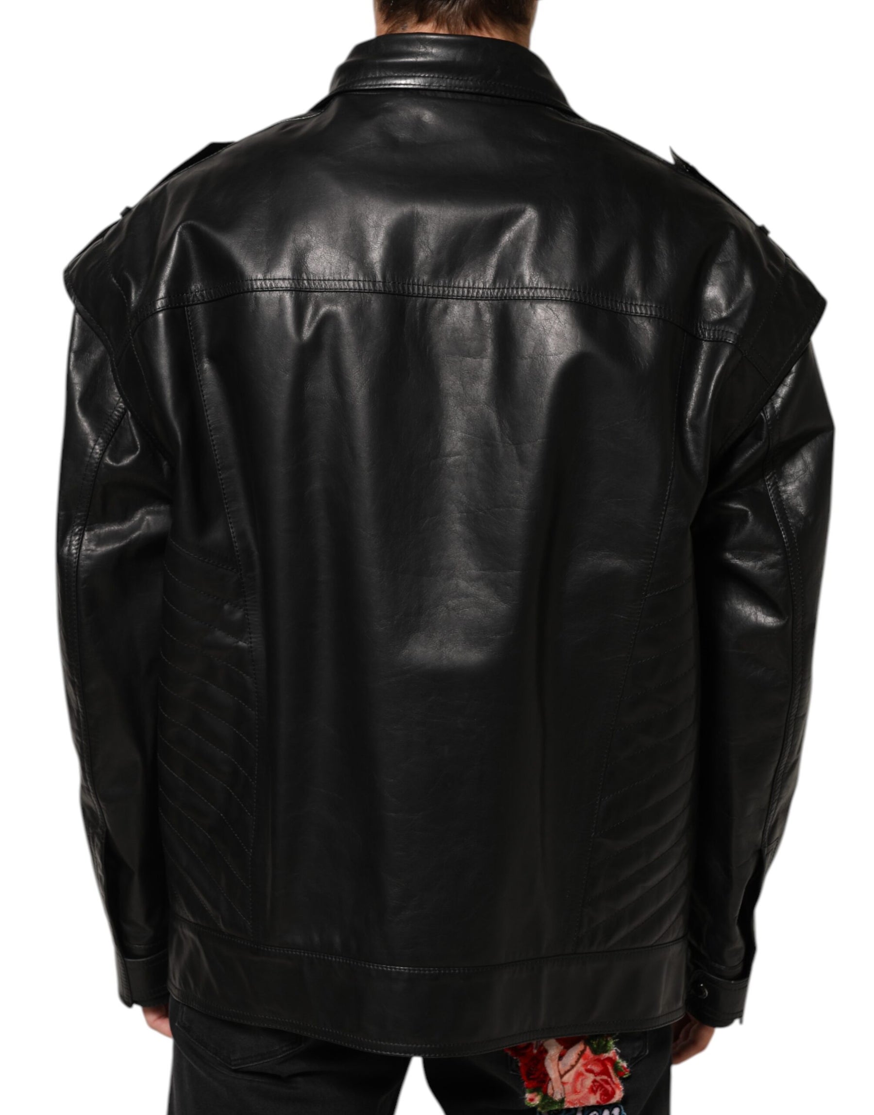 Dolce & Gabbana Black Leather Full Zip Biker Blouson Jacket | Regal Royce