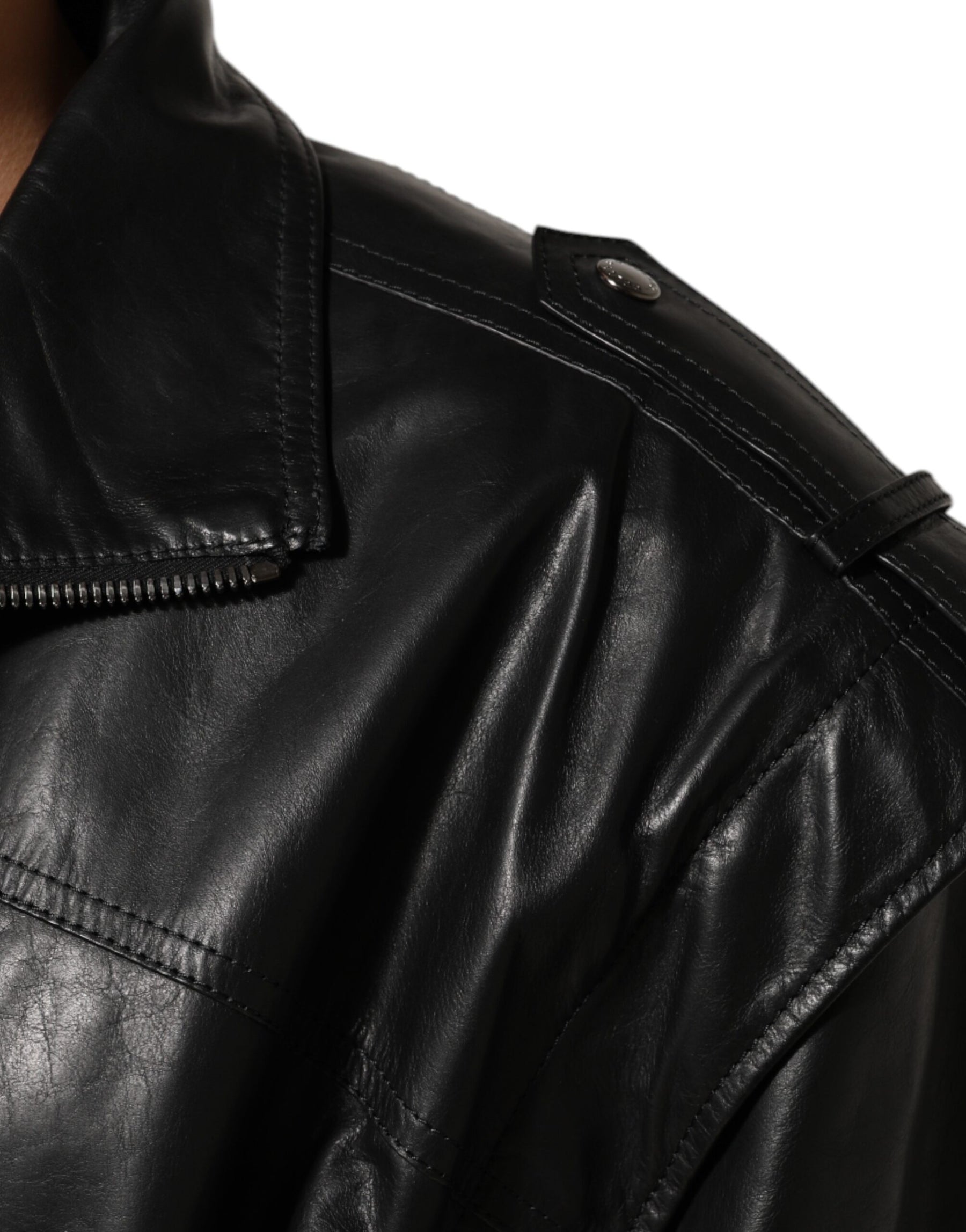 Dolce & Gabbana Black Leather Full Zip Biker Blouson Jacket | Regal Royce