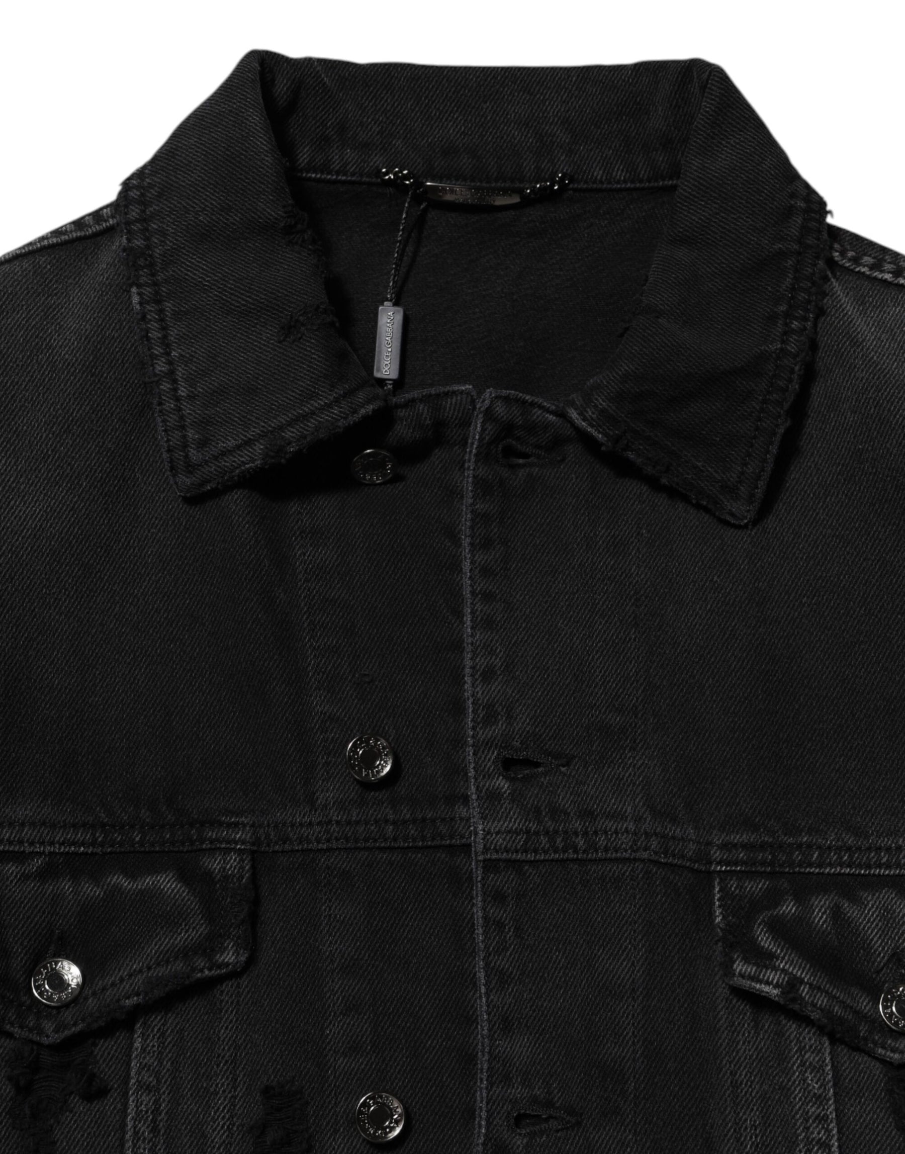 Dolce & Gabbana Black Cotton Stretch Denim Blouson Jacket | Regal Royce