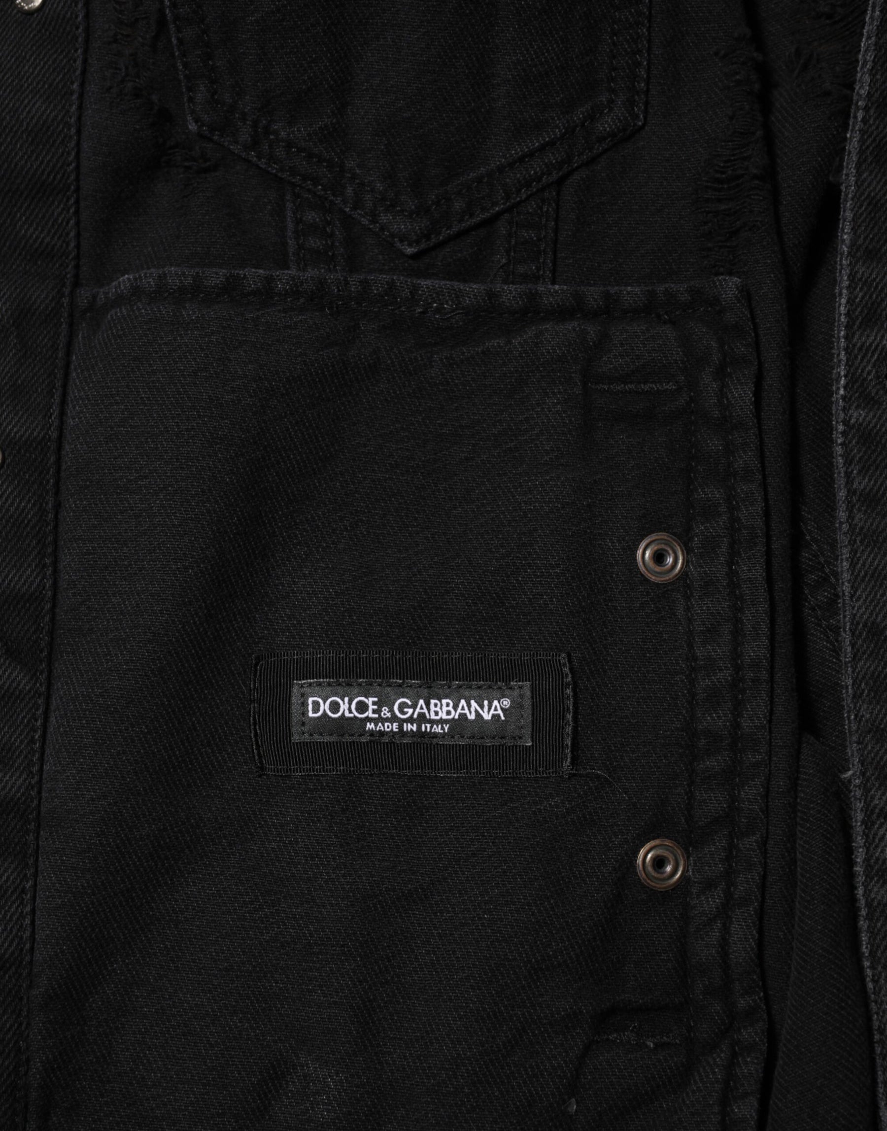 Dolce & Gabbana Black Cotton Stretch Denim Blouson Jacket | Regal Royce