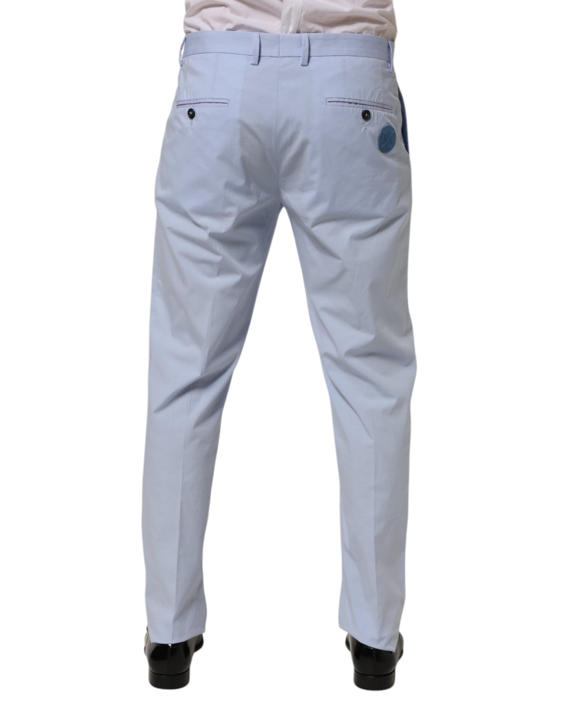 Dolce & Gabbana Light Blue Cotton Stretch Tapered Men Trouser Pants | Regal Royce