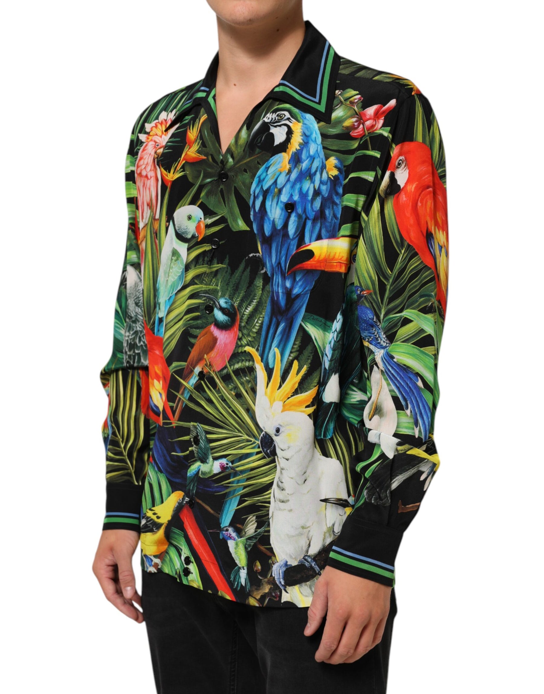 Dolce & Gabbana Multicolor Parrot Print Lounge Casual Shirt | Regal Royce