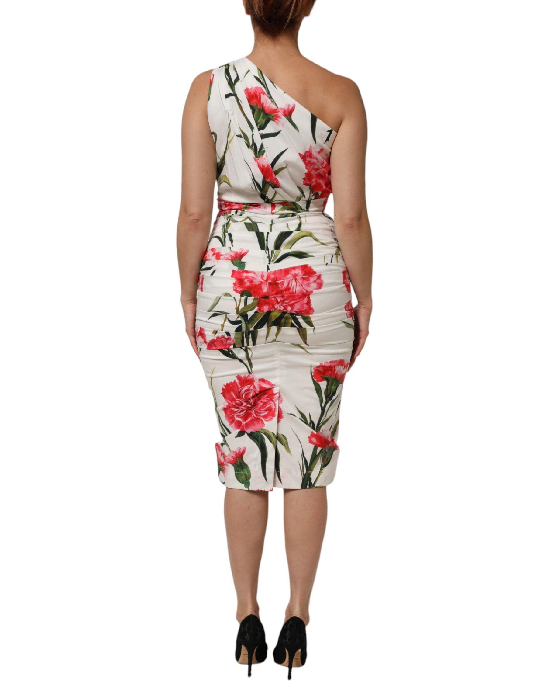 Dolce & Gabbana White Floral One Shoulder Sheath Dress | Regal Royce