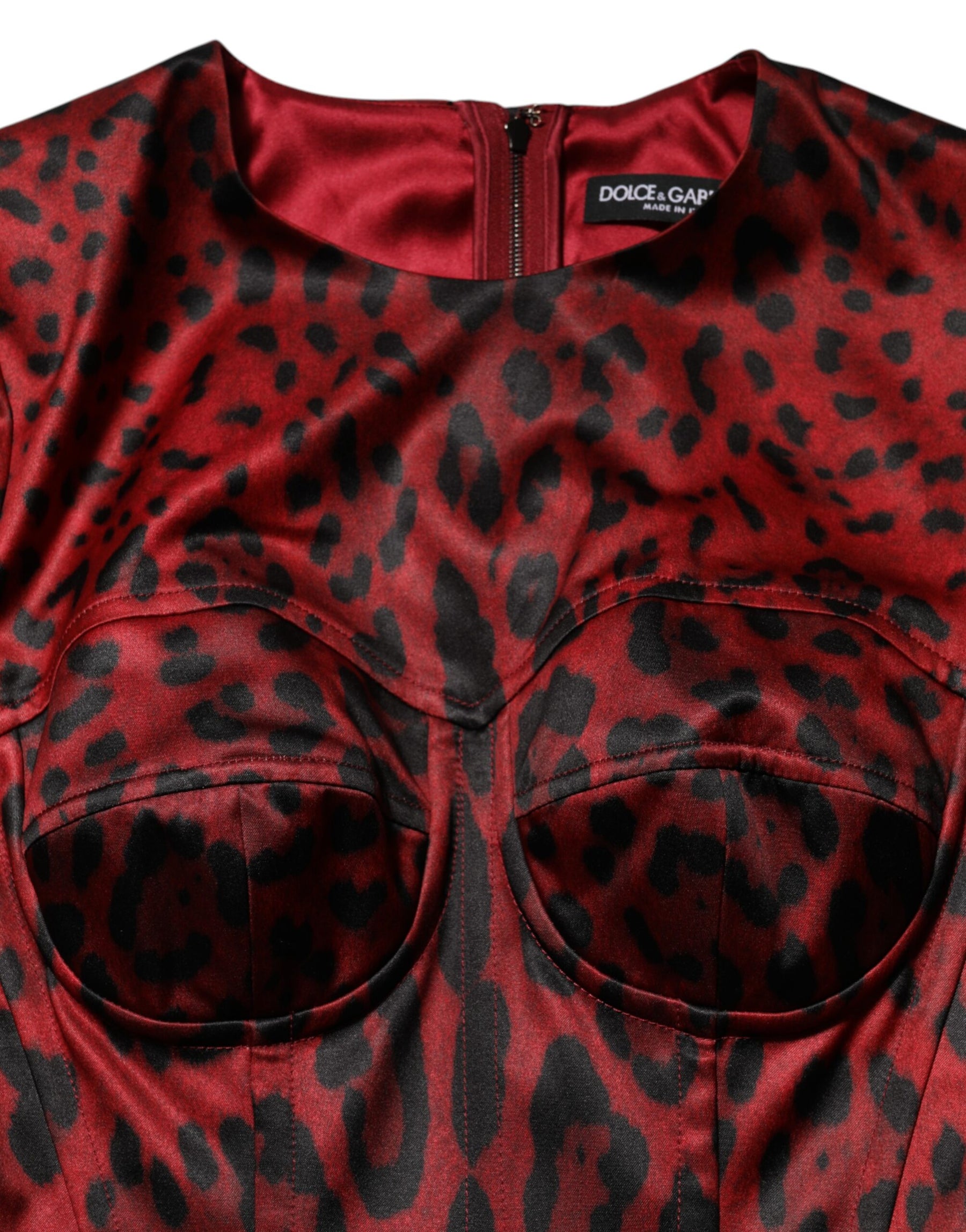 Dolce & Gabbana Red Leopard Sheath Long Sleeves Dress | Regal Royce