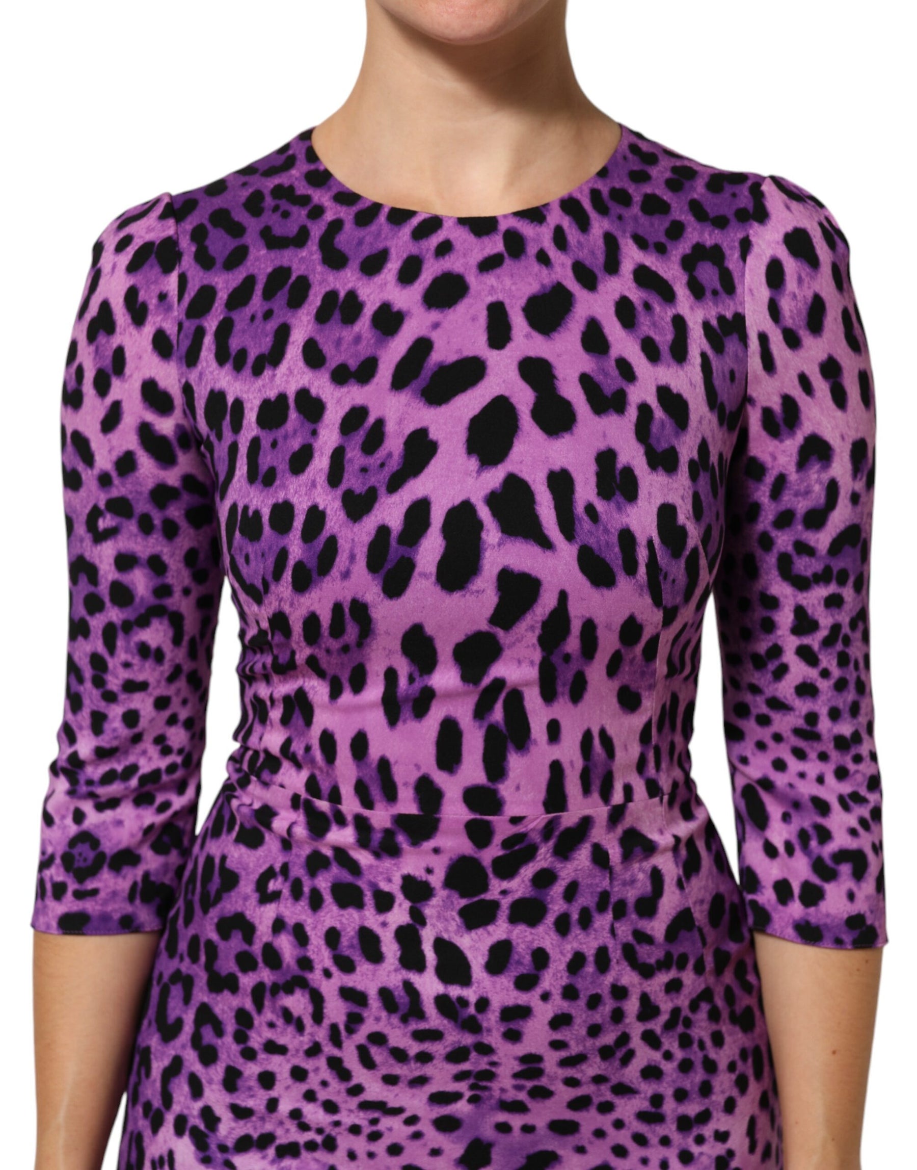 Dolce & Gabbana Violet Leopard Sheath Bodycon Mini Dress | Regal Royce