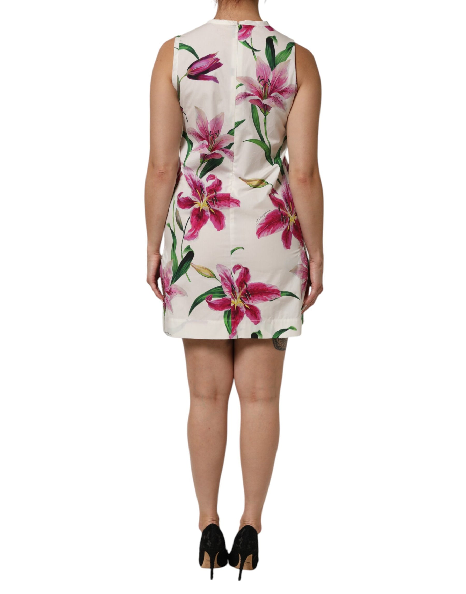 Dolce & Gabbana White Cotton Floral Sleeveless Mini Dress | Regal Royce