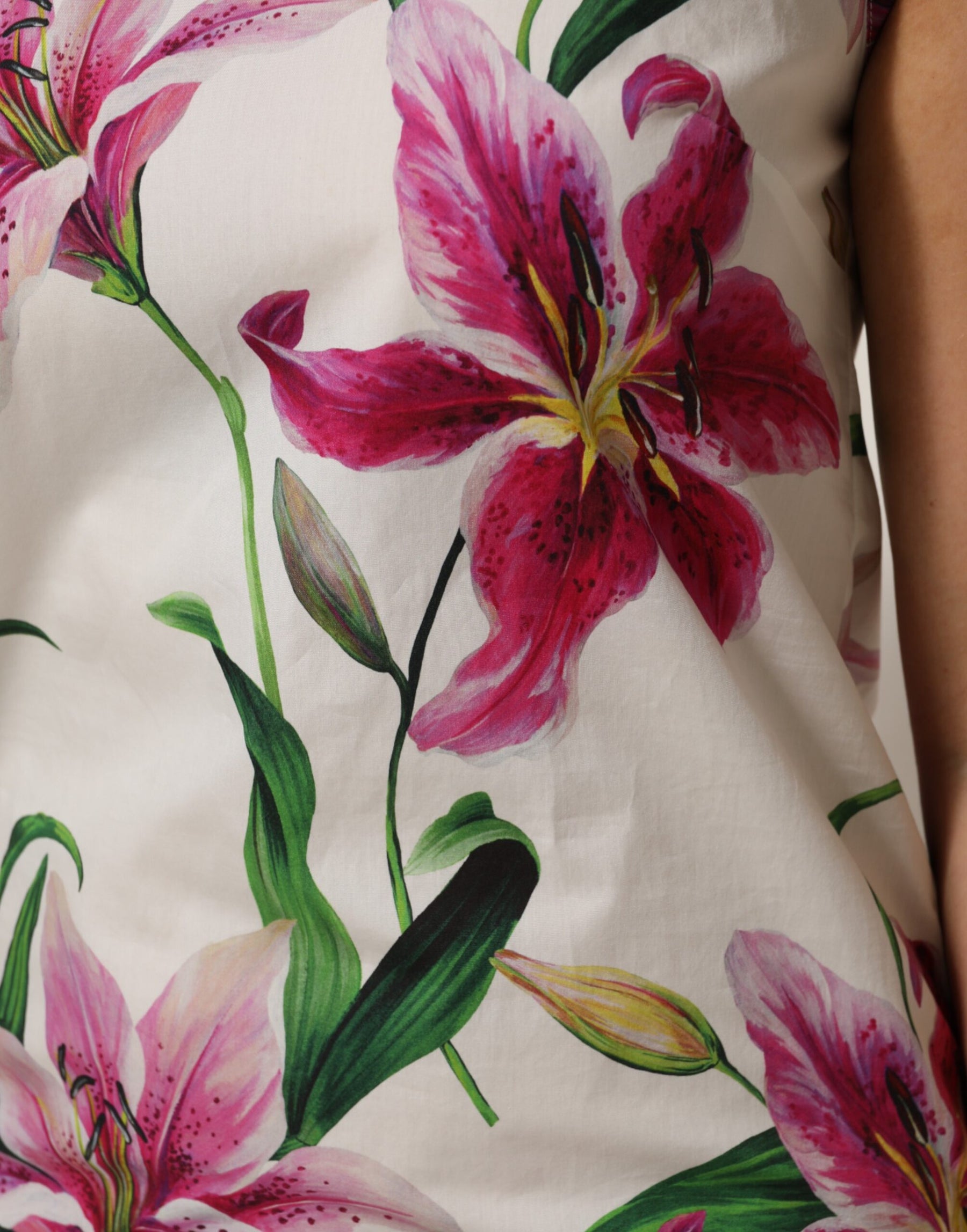 Dolce & Gabbana White Cotton Floral Sleeveless Mini Dress | Regal Royce