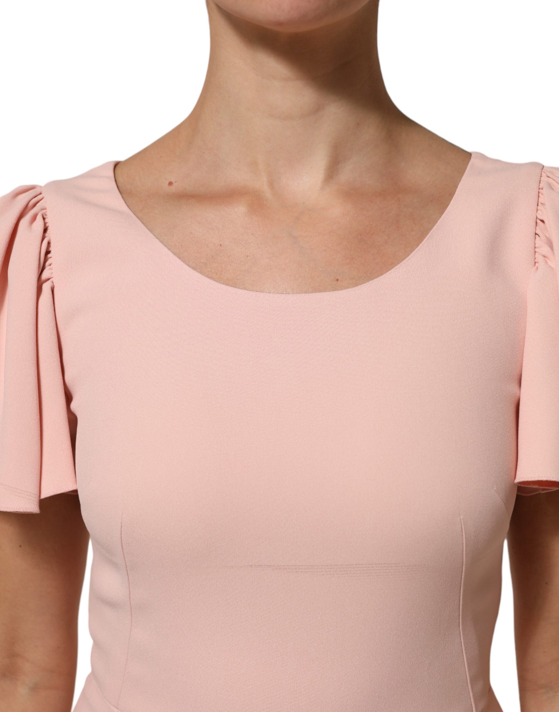 Dolce & Gabbana Pink Viscose Fit Flared Sheath Midi Dress | Regal Royce