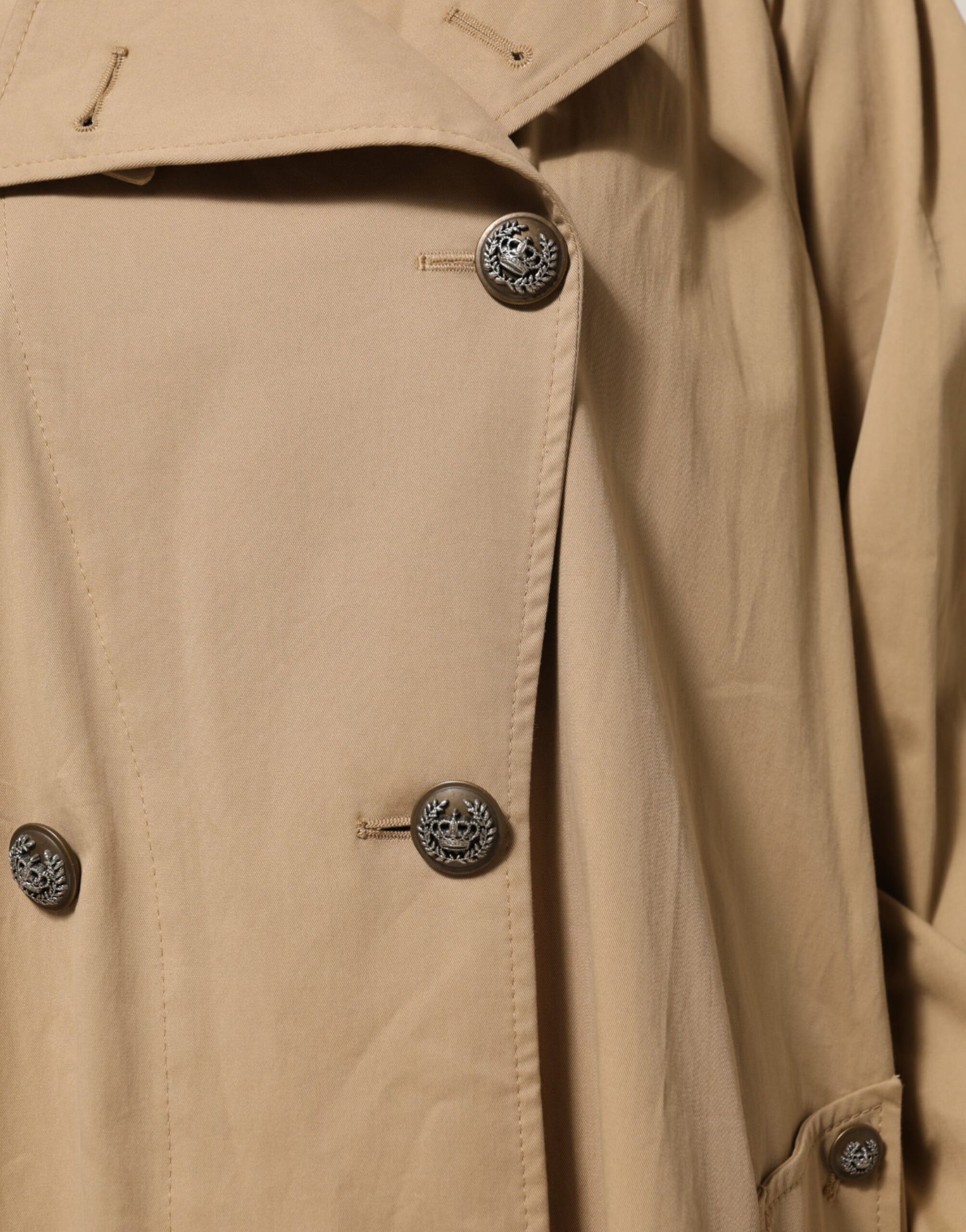 Dolce & Gabbana Khaki Double Breasted Trench Coat Jacket