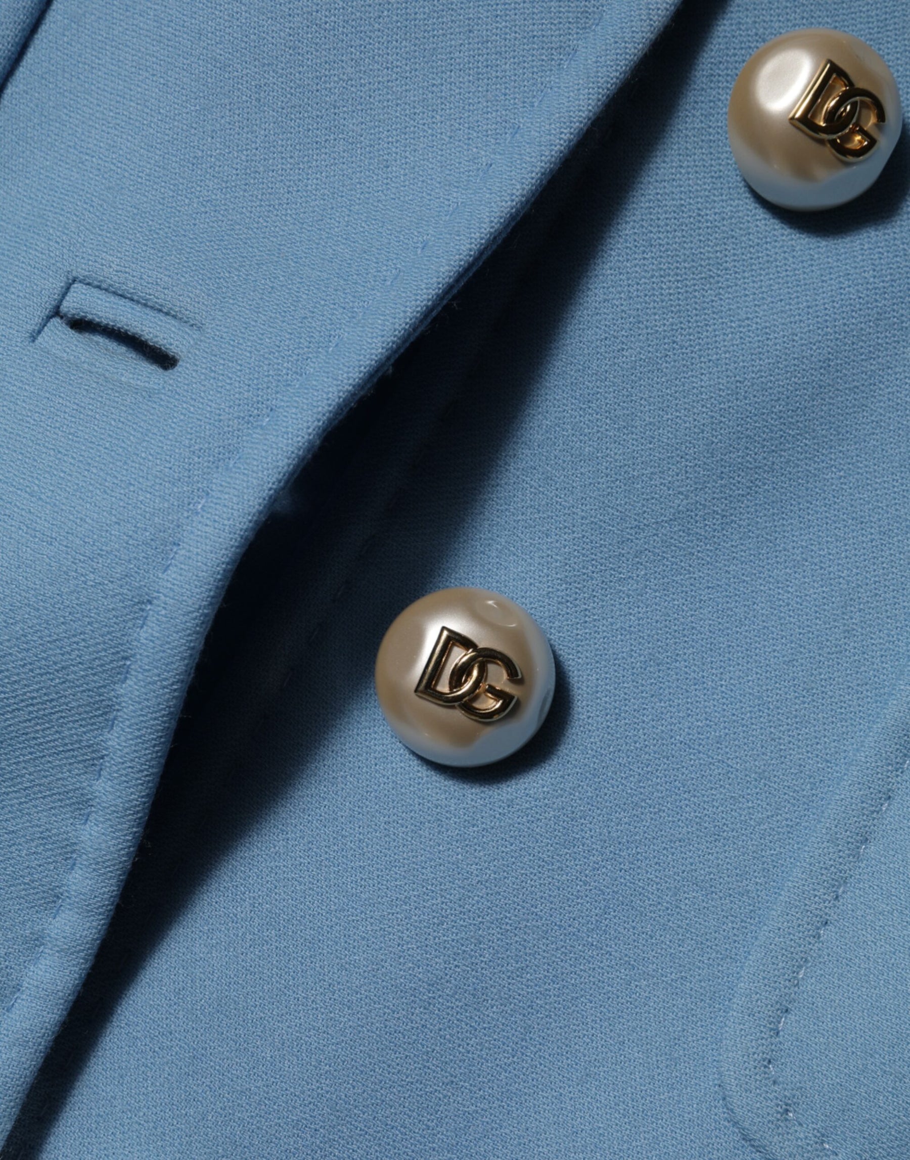 Dolce & Gabbana Blue Buttoned Down Trench Coat Jacket | Regal Royce