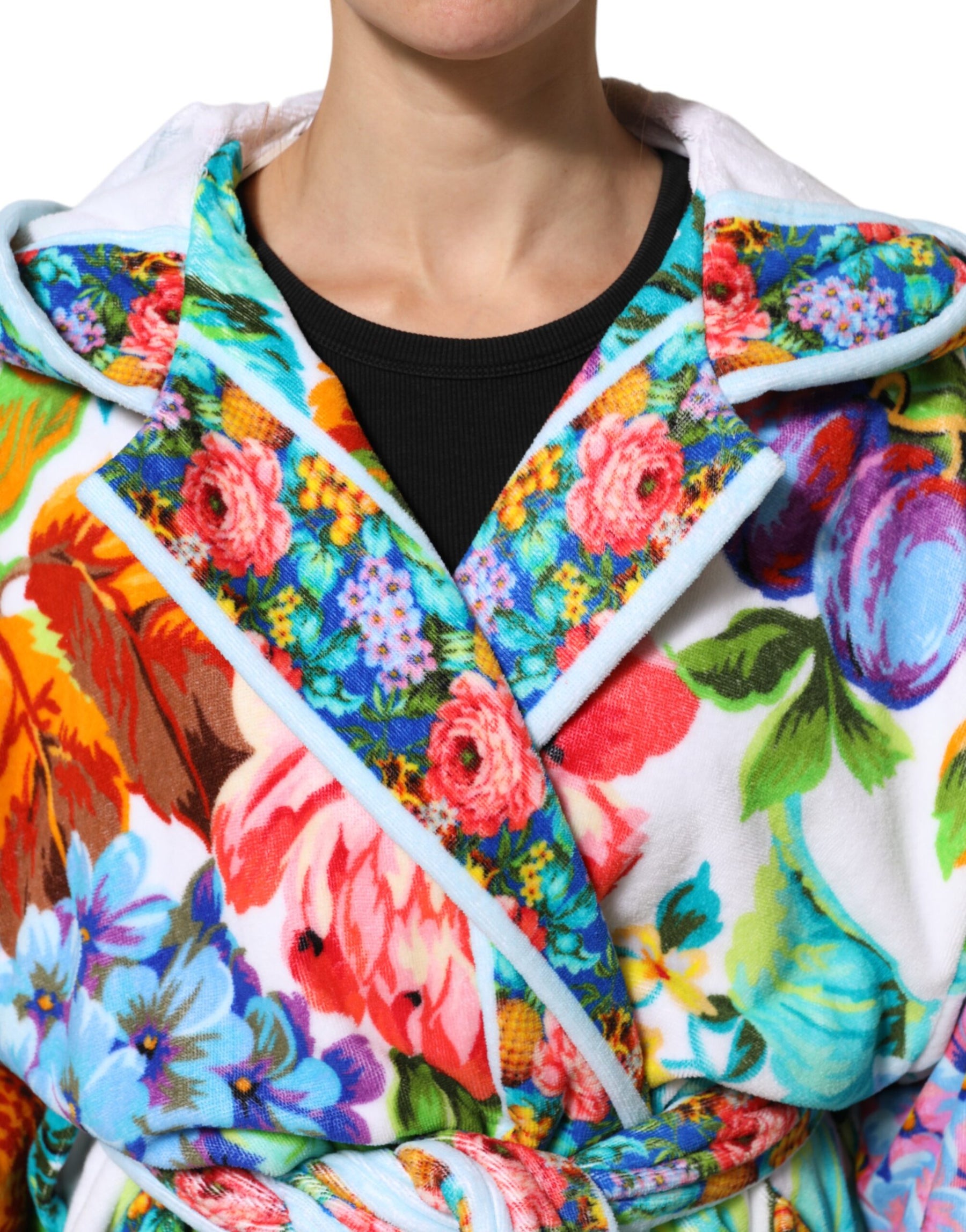 Dolce & Gabbana Multicolor Floral Print Belted Bathrobe Coat Jacket | Regal Royce