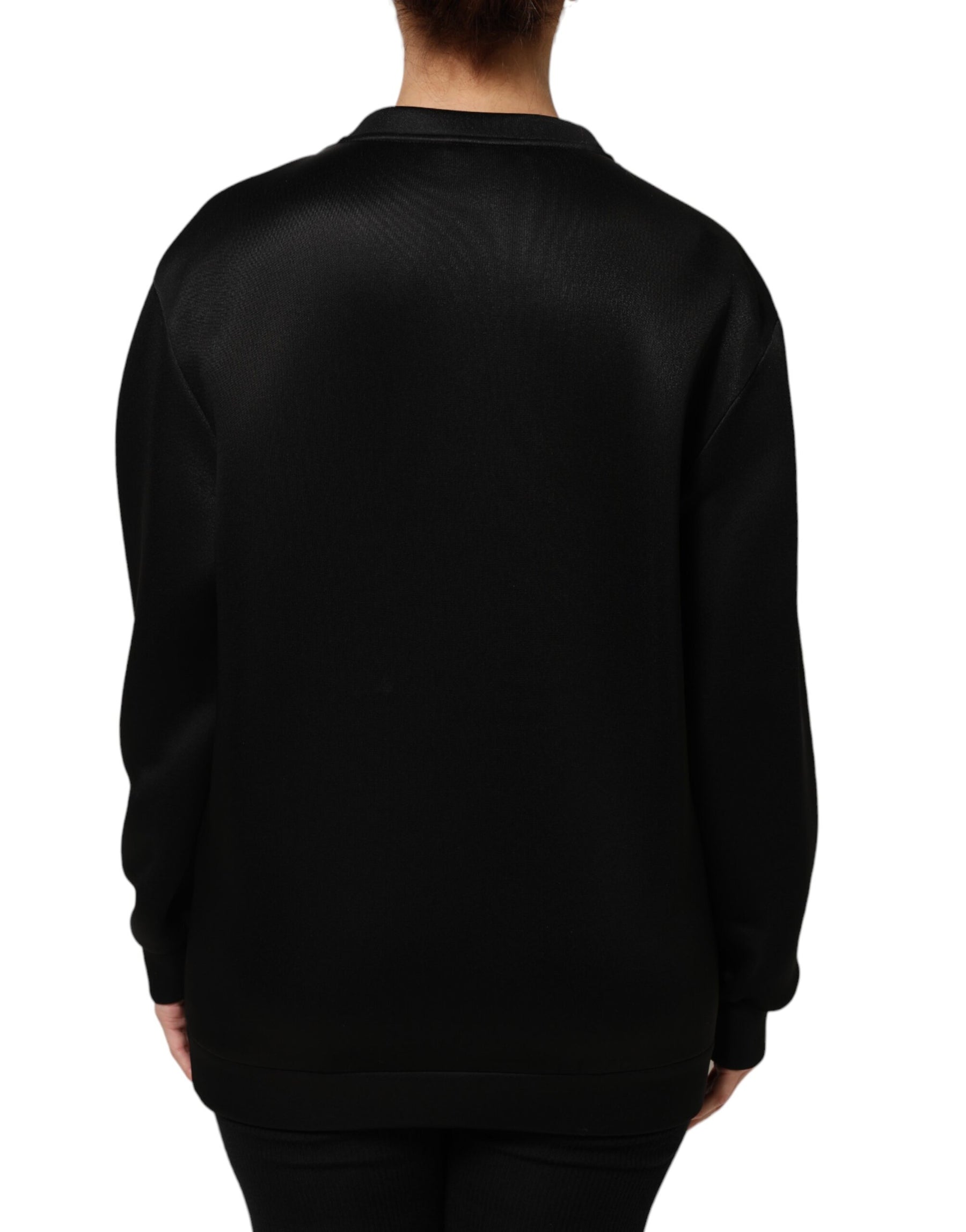 Dolce & Gabbana Black Necklace Crystal DG Logo Sweatshirt Sweater | Regal Royce