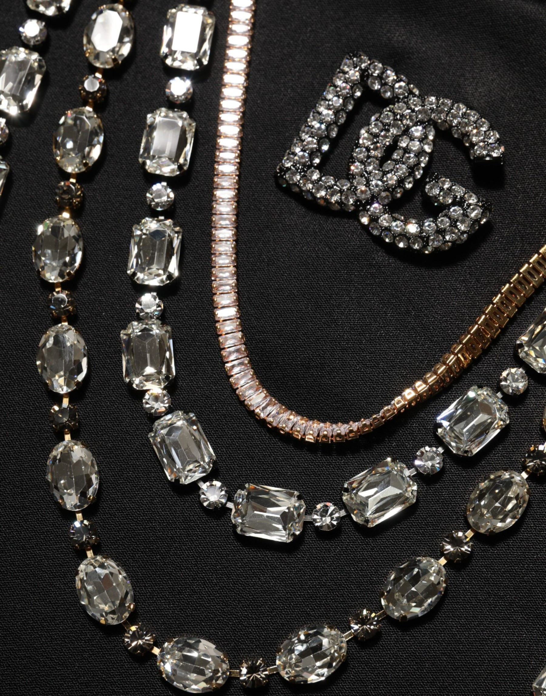 Dolce & Gabbana Black Crystal DG Necklace Sweatshirt Sweater | Regal Royce