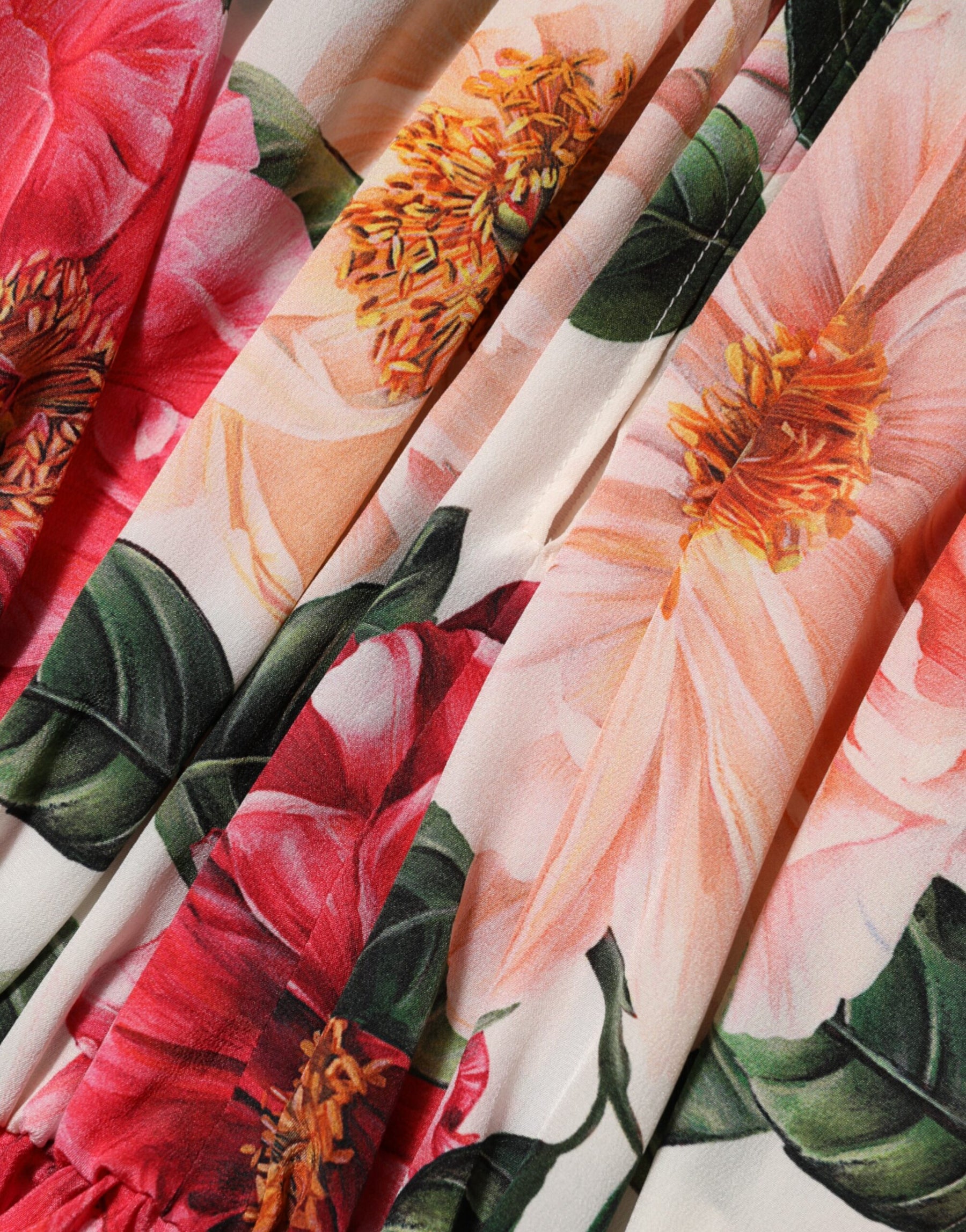 Dolce & Gabbana Pink Floral Printed Silk Ruffled Blouse Top | Regal Royce