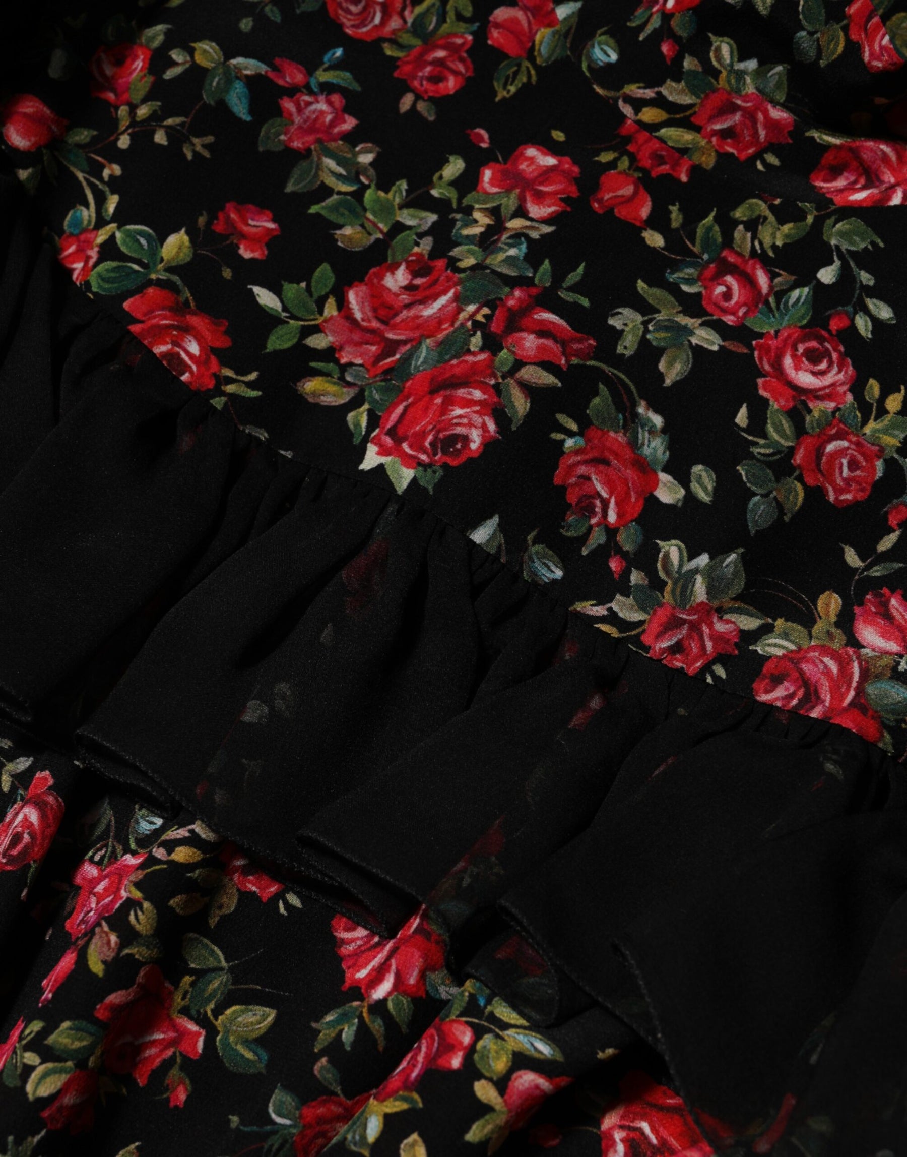 Dolce & Gabbana Black Floral Print Long Sleeve Blouse Top | Regal Royce