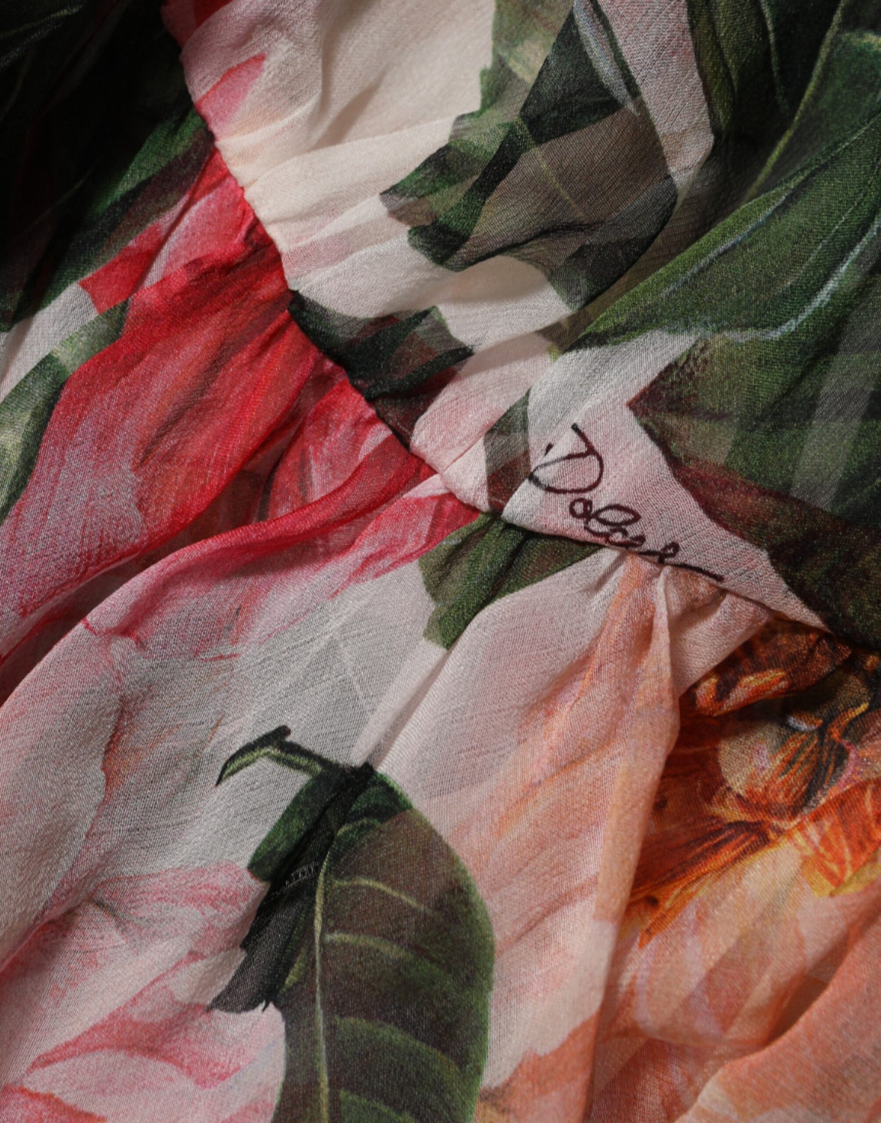 Dolce & Gabbana Pink Camellias Printed Silk V-neck Blouse Top | Regal Royce