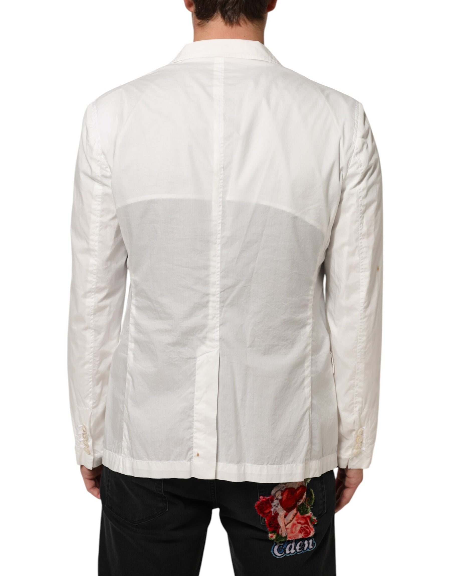 Dolce & Gabbana White Cotton 1 Button Men Suit Blazer | Regal Royce