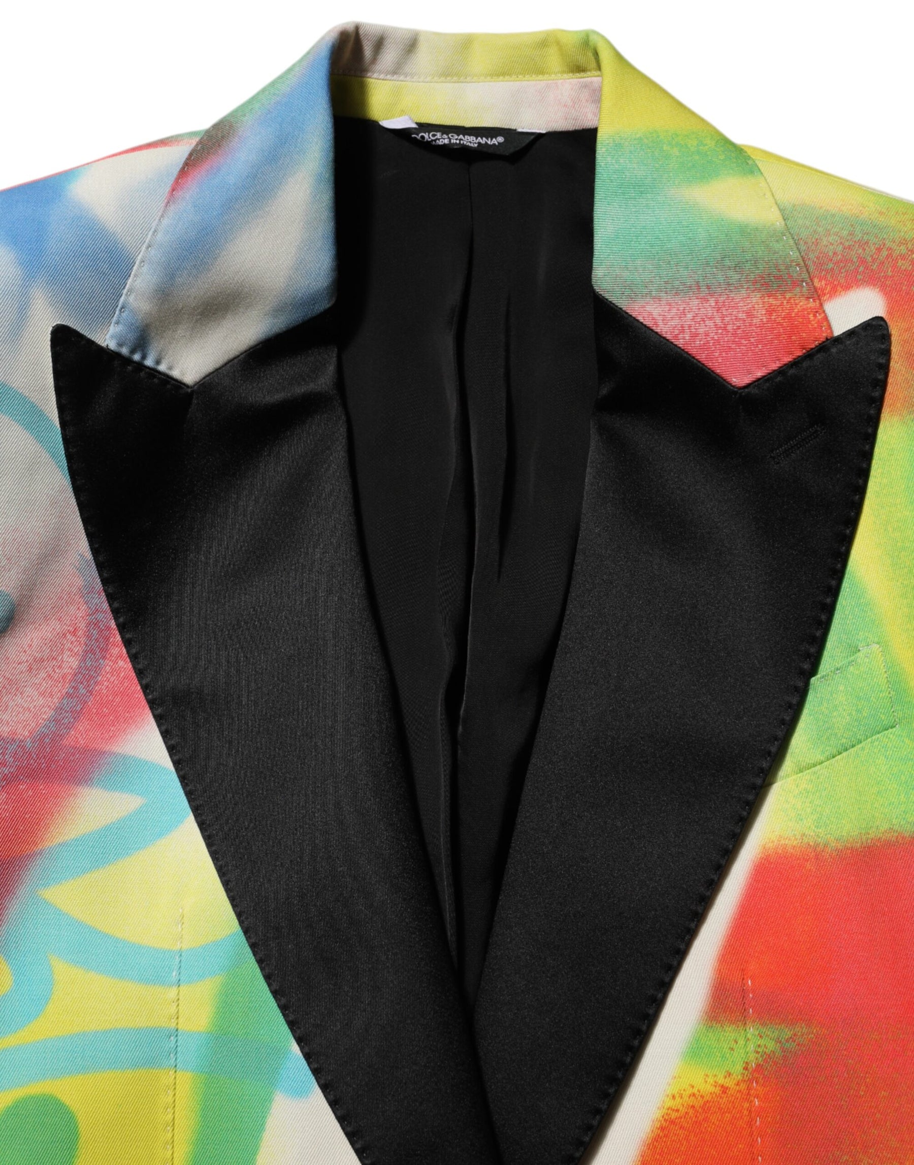 Dolce & Gabbana Multicolor Graffiti SICILIA 1 Button Men Suit Blazer | Regal Royce