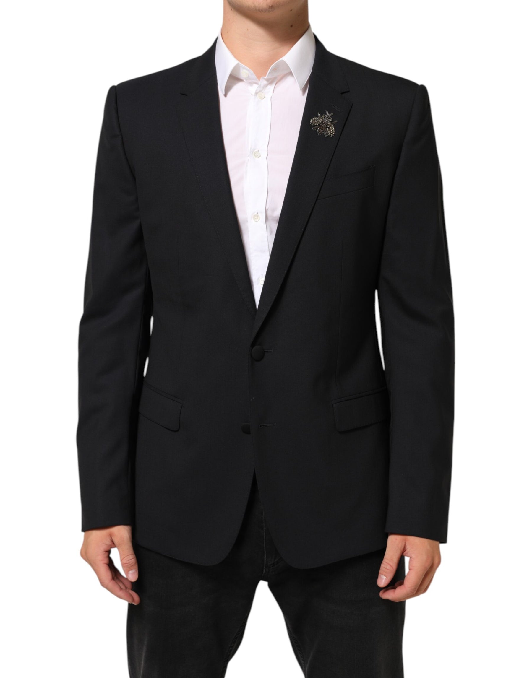 Dolce & Gabbana Black Bee MARTINI 2 Button Men Suit Blazer | Regal Royce