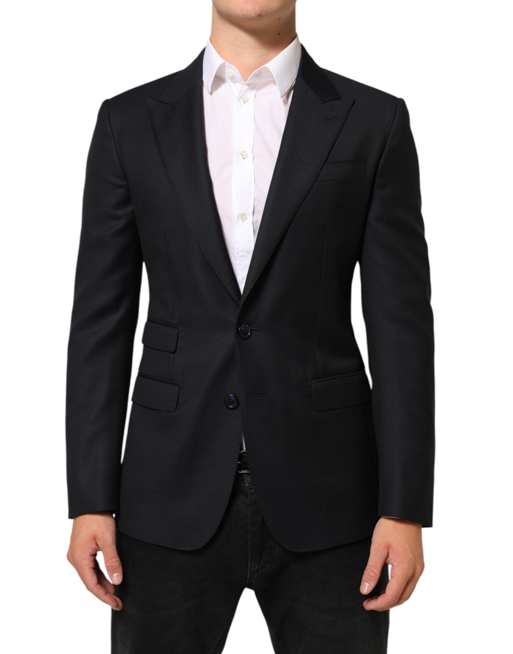 Dolce & Gabbana Black Wool NAPOLI 2 Button Men Suit Blazer | Regal Royce