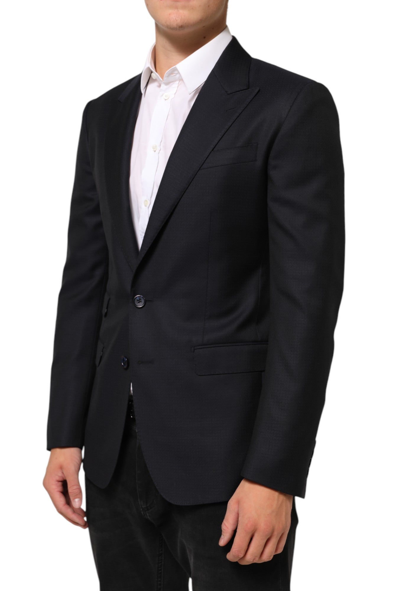 Dolce & Gabbana Black Wool NAPOLI 2 Button Men Suit Blazer | Regal Royce