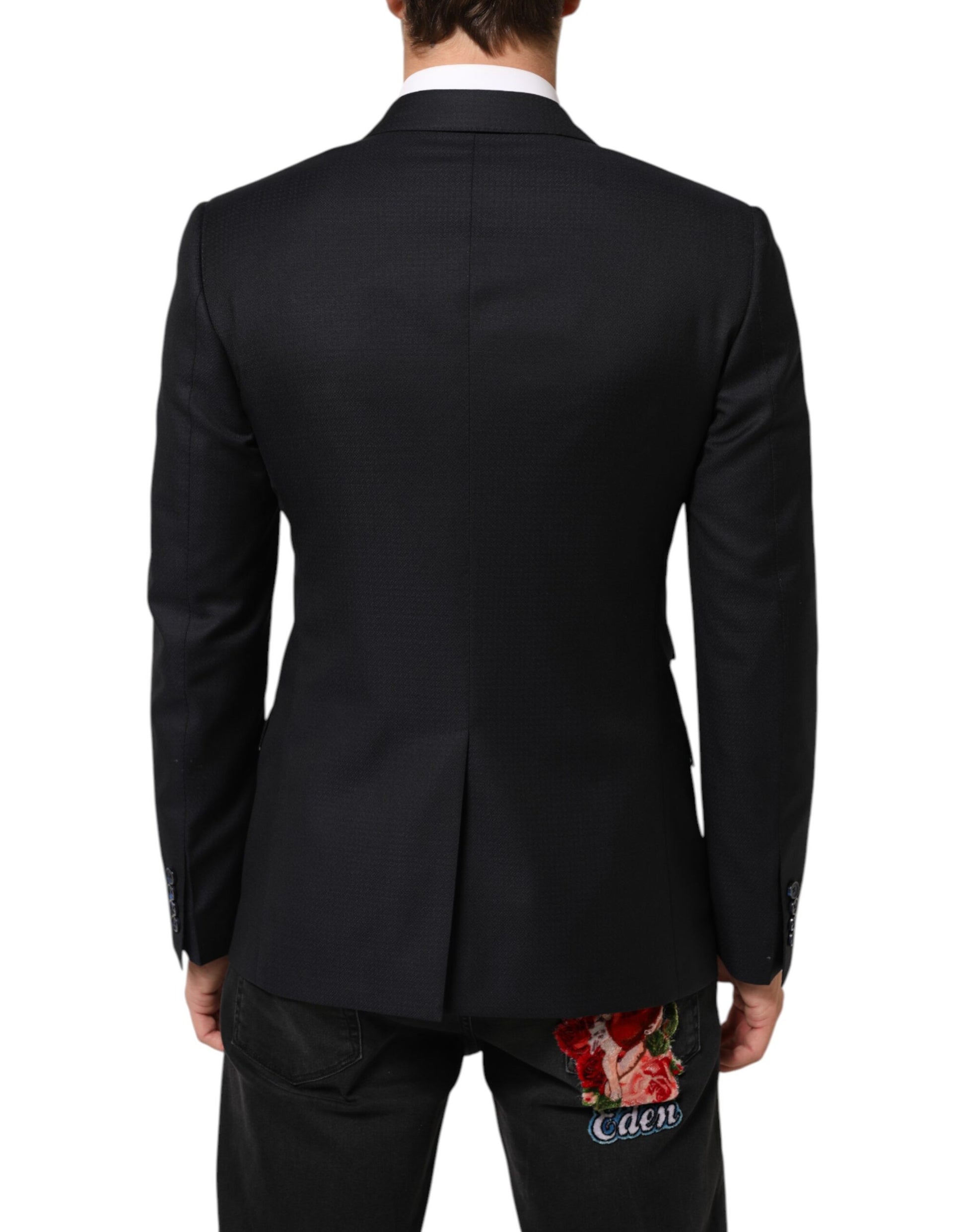 Dolce & Gabbana Black Wool NAPOLI 2 Button Men Suit Blazer