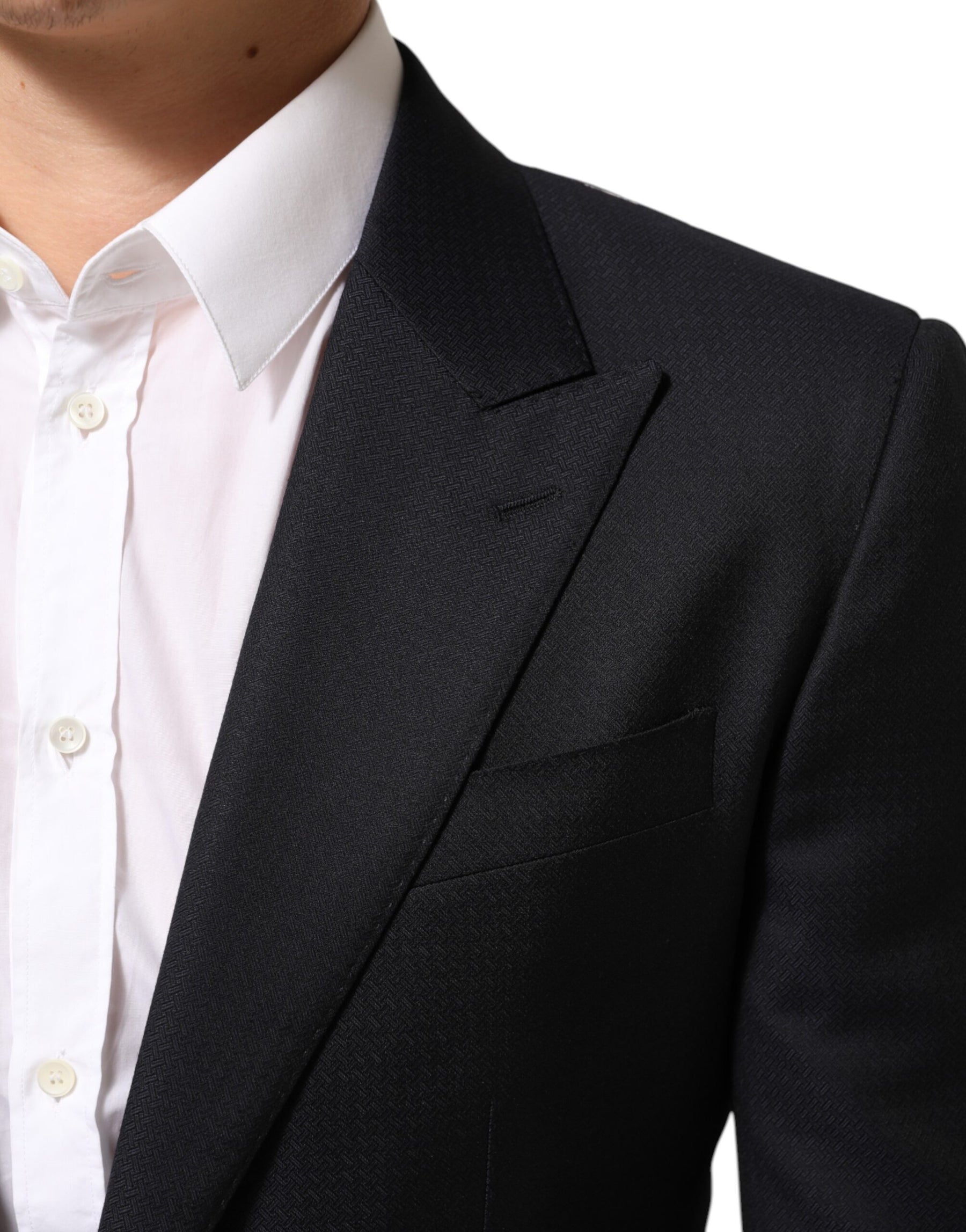 Dolce & Gabbana Black Wool NAPOLI 2 Button Men Suit Blazer | Regal Royce