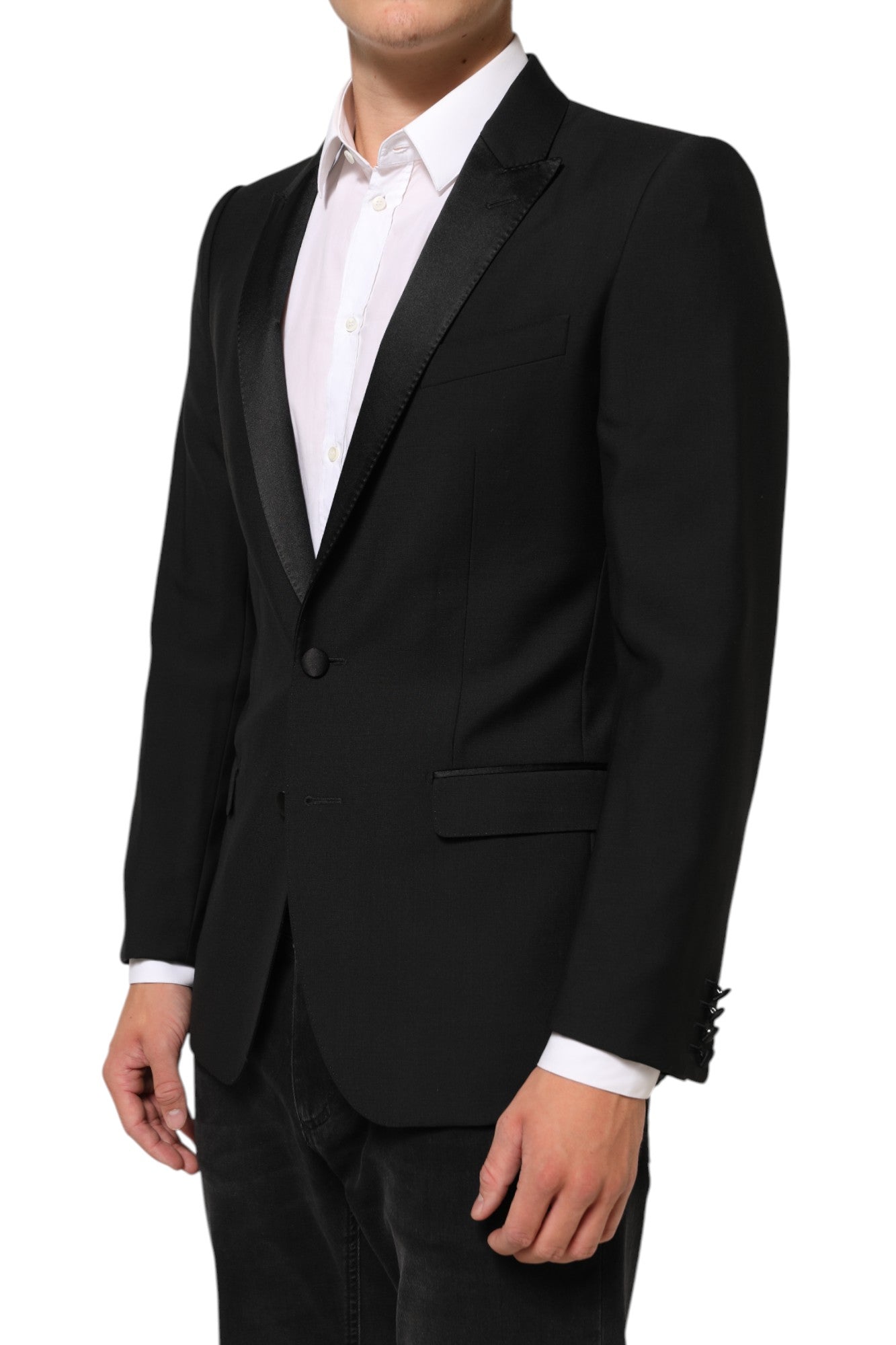 Dolce & Gabbana Black Wool MARTINI 2 Button Men Suit Blazer | Regal Royce