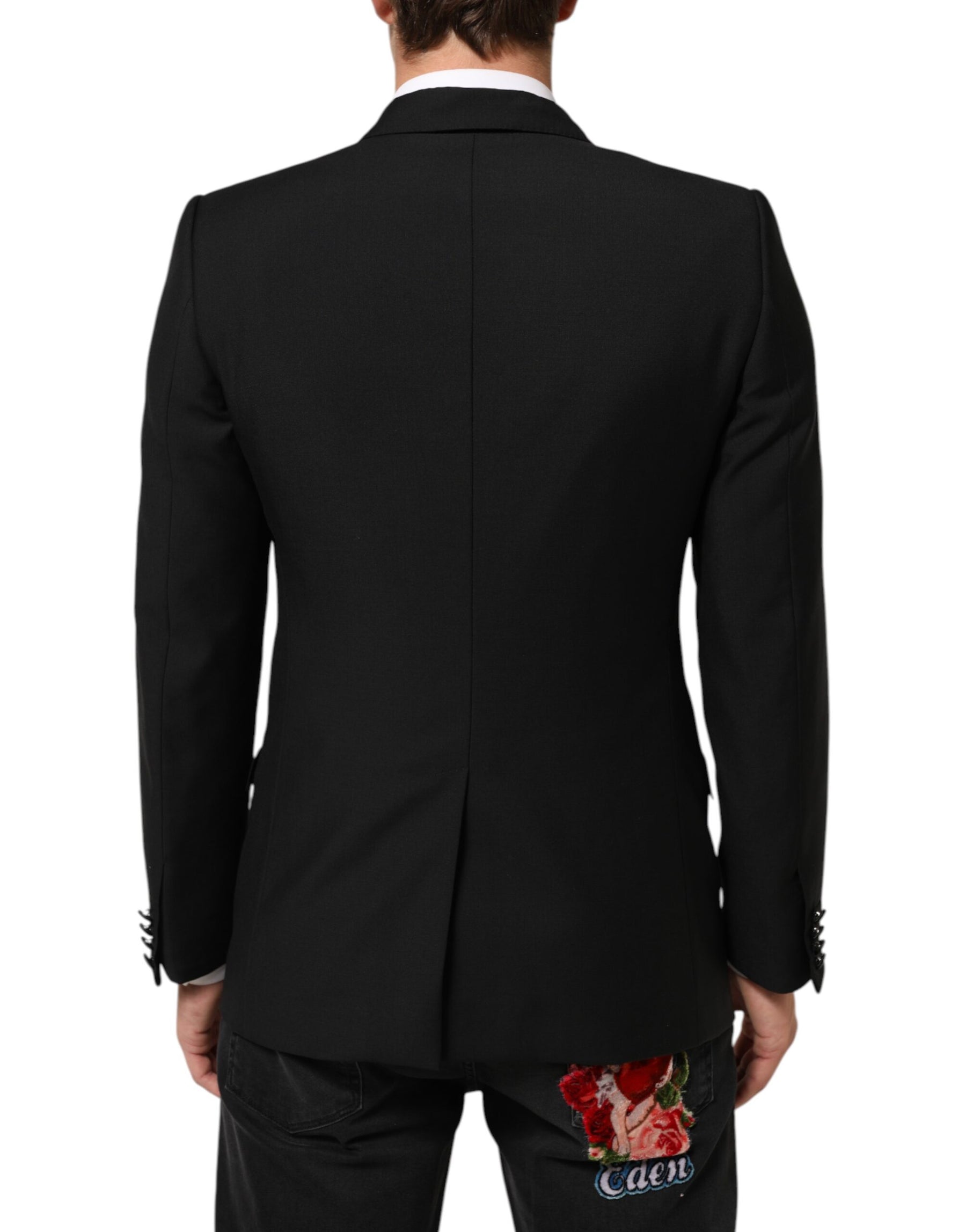 Dolce & Gabbana Black Wool MARTINI 2 Button Men Suit Blazer | Regal Royce