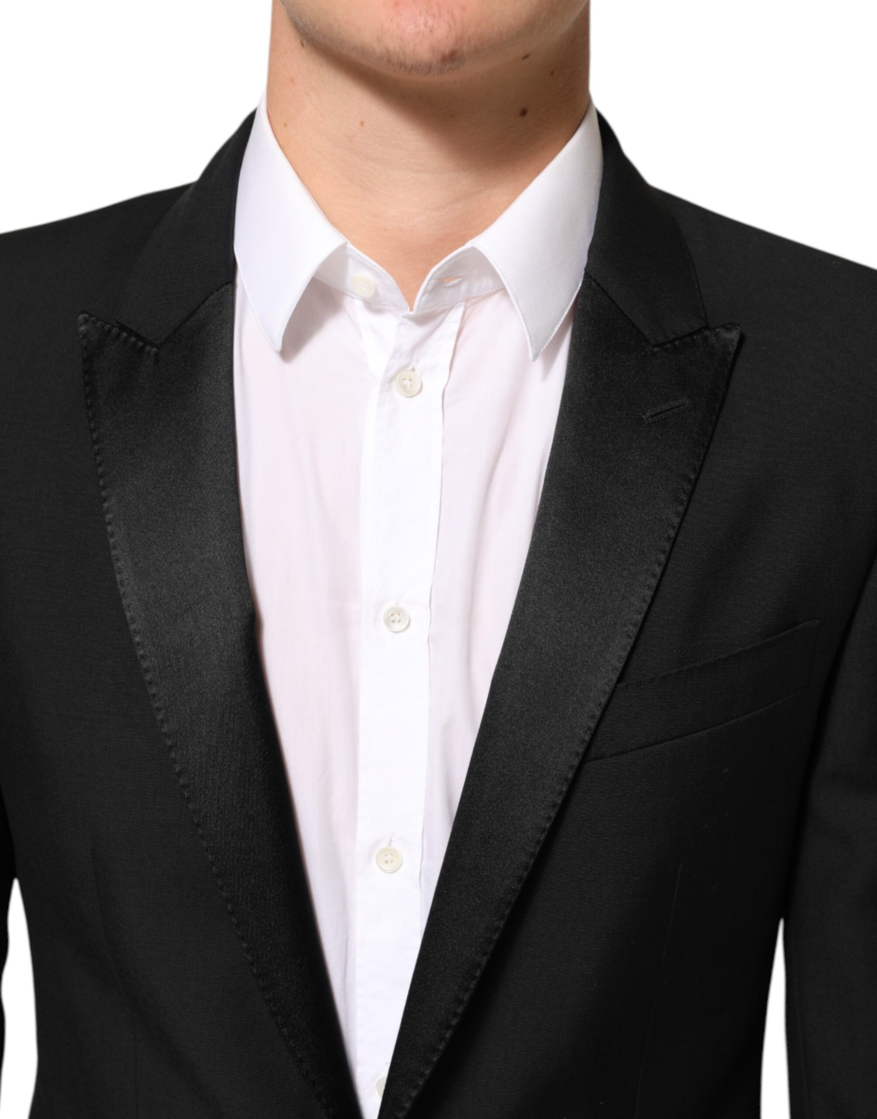 Dolce & Gabbana Black Wool MARTINI 2 Button Men Suit Blazer | Regal Royce