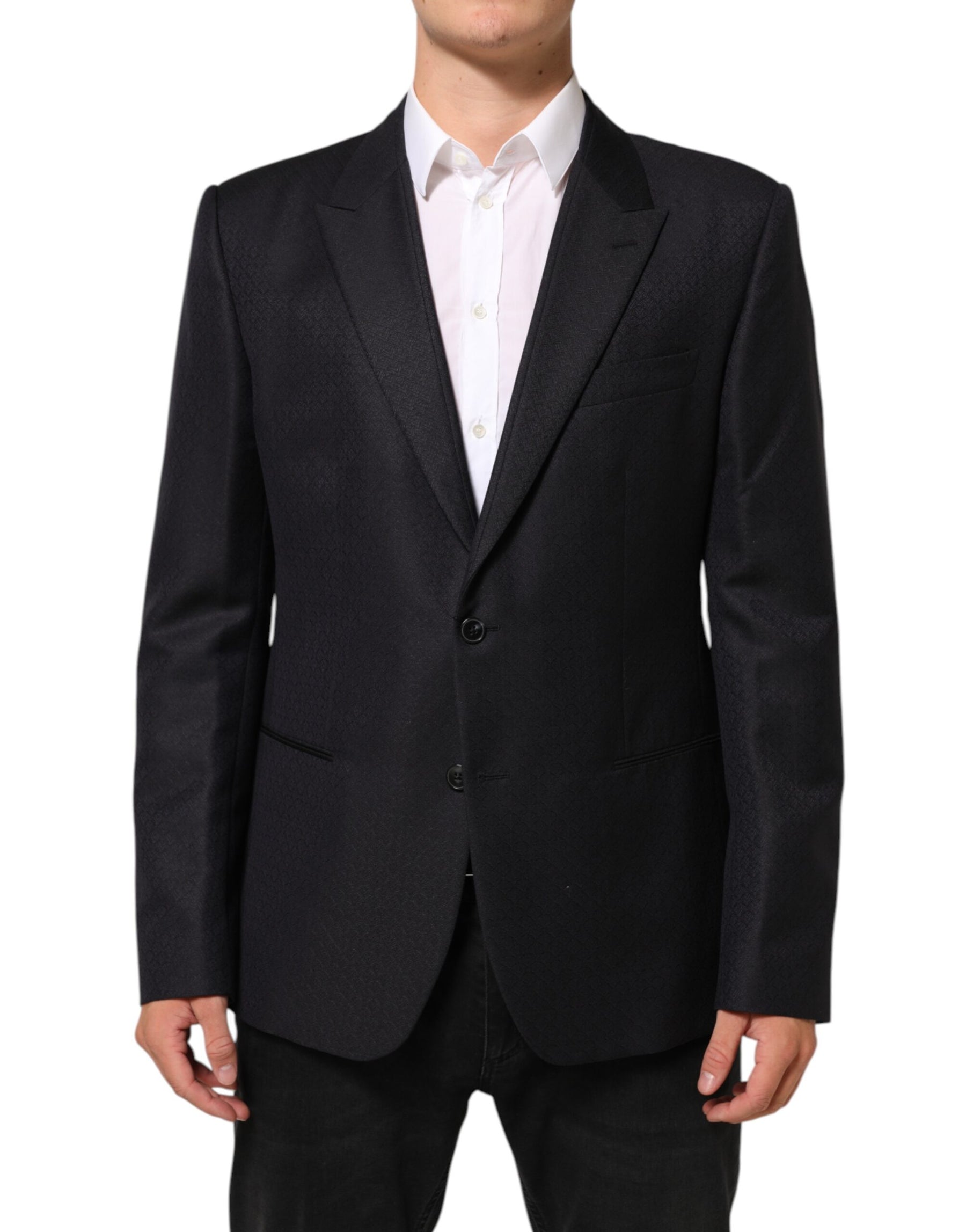 Dolce & Gabbana Black Wool 2 Buttons Suit Jacket Men Blazer | Regal Royce