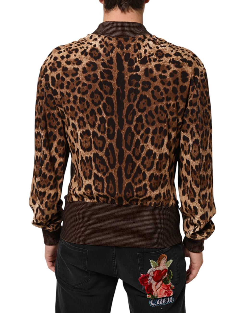 Dolce & Gabbana Brown Leopard Print "Sneak Peek" Patch Jacket