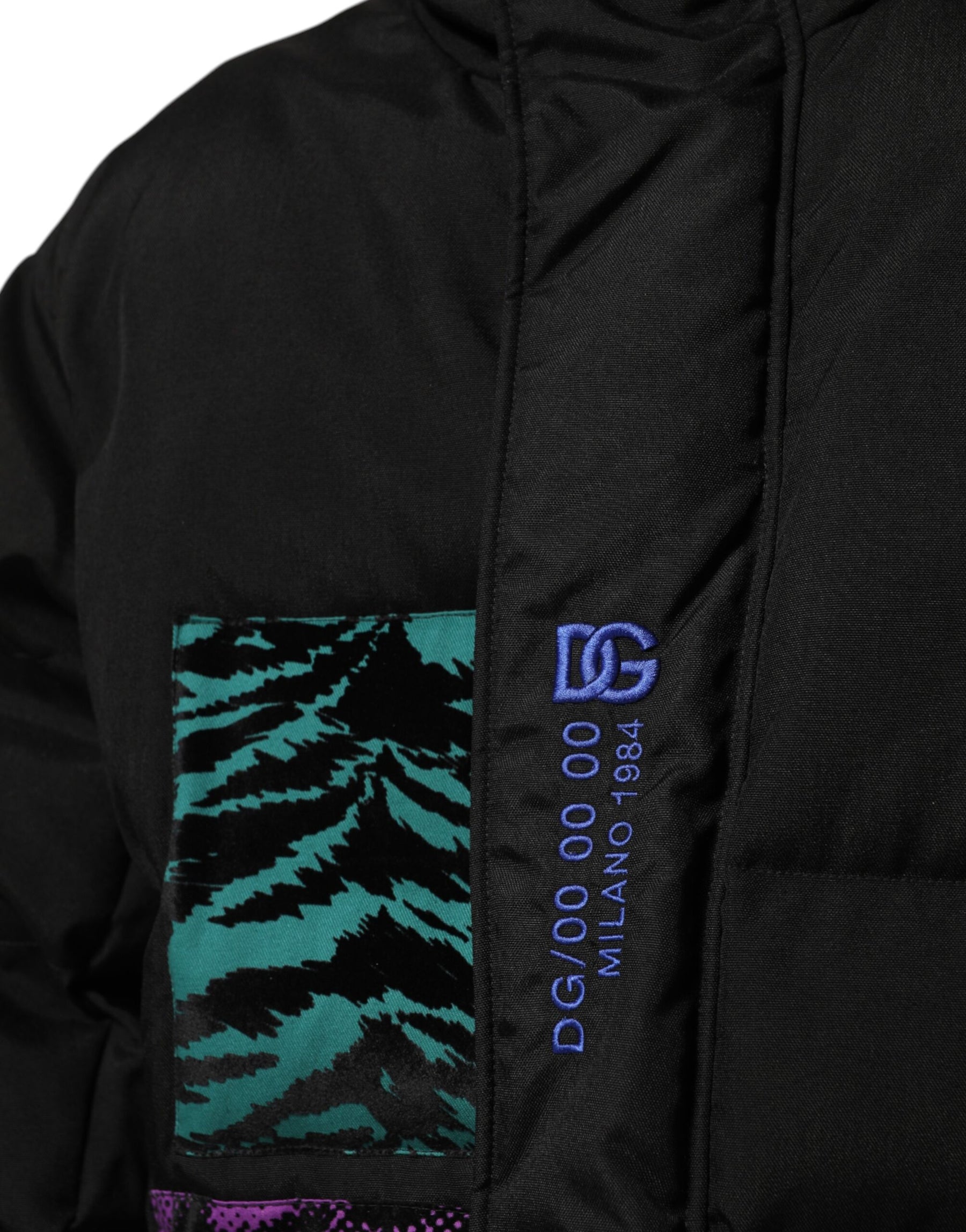 Dolce & Gabbana Black Nylon Puffer Men Full Zip Jacket | Regal Royce