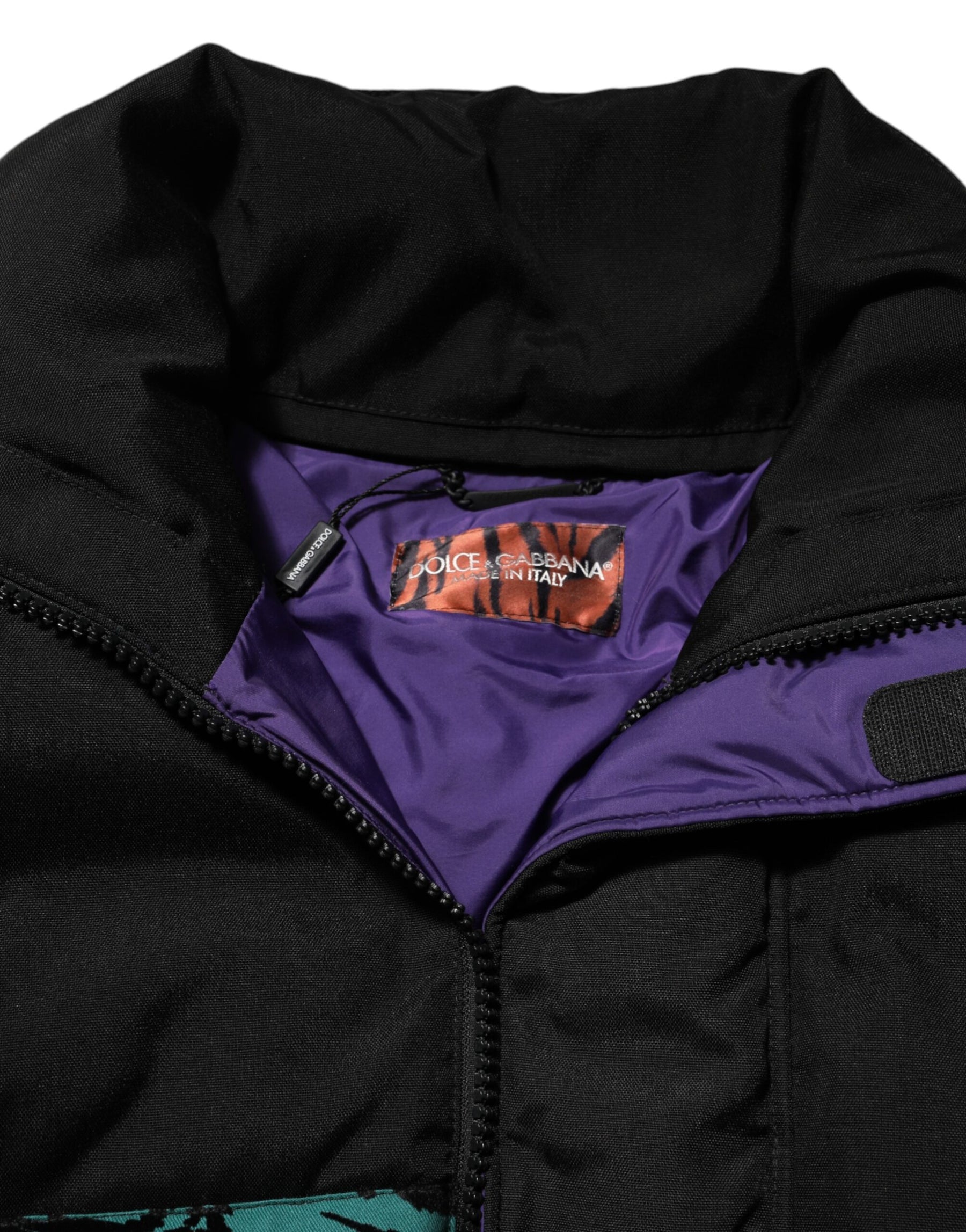 Dolce & Gabbana Black Nylon Puffer Men Full Zip Jacket | Regal Royce